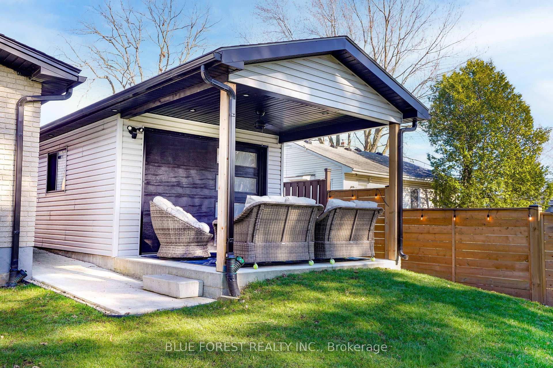 Covered Porch behind garage