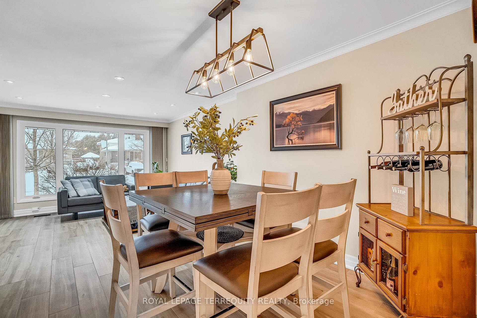 Open Concept Dining Room Overlooks Living Room