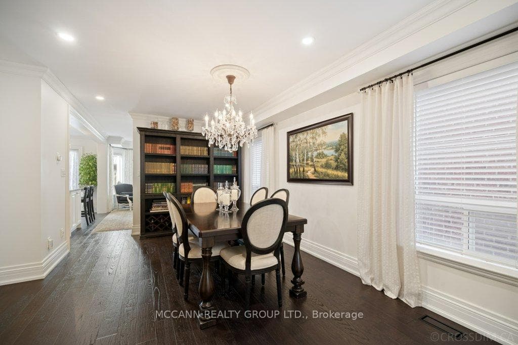 Dining room with engineered hardwood flooring