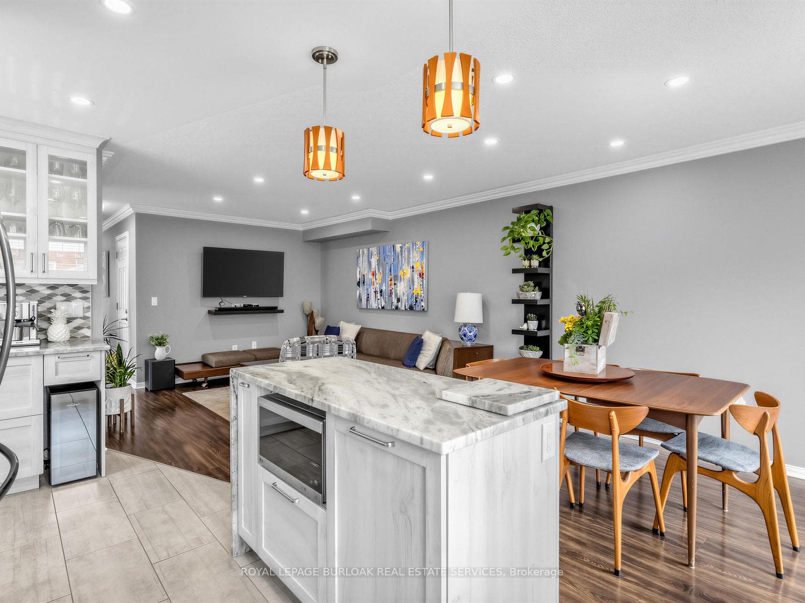 updated kitche with island & stone countertops