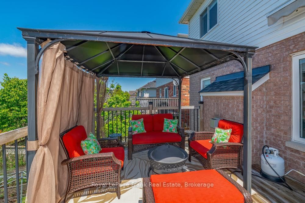 Covered hardtop with patio set and fire bowl incl