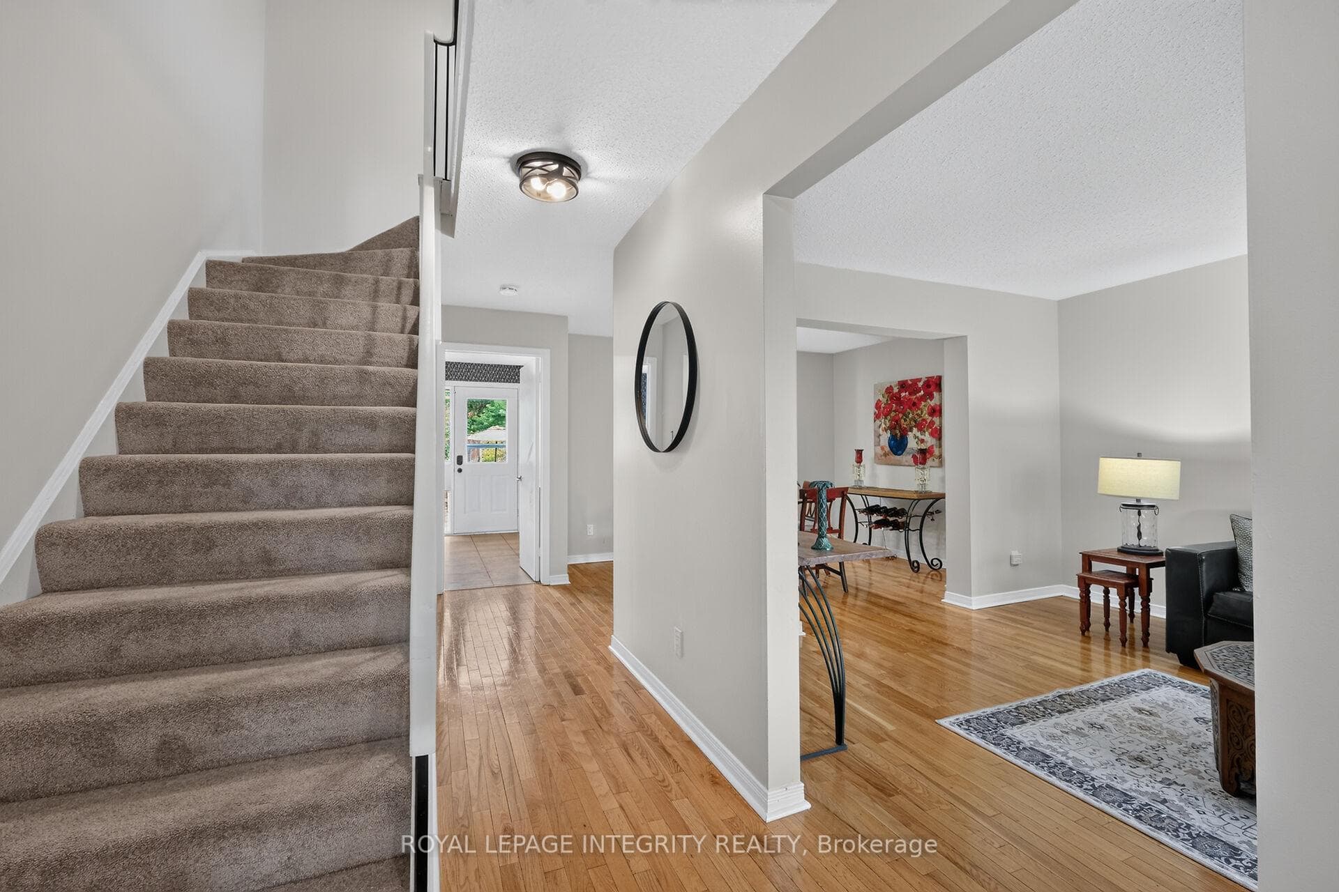 Main floor offers hardwood flooring