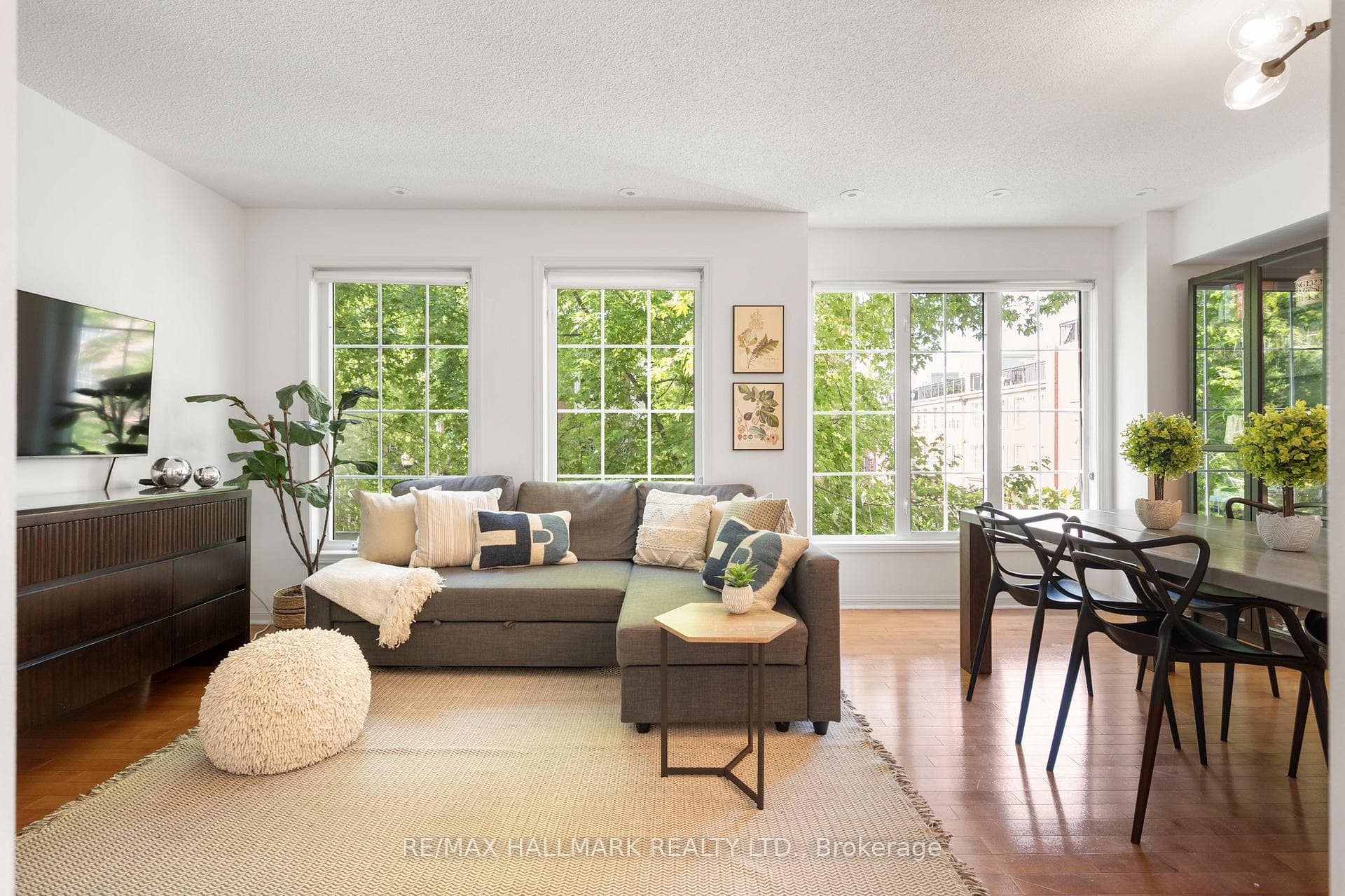 Huge windows open up to the outdoors.