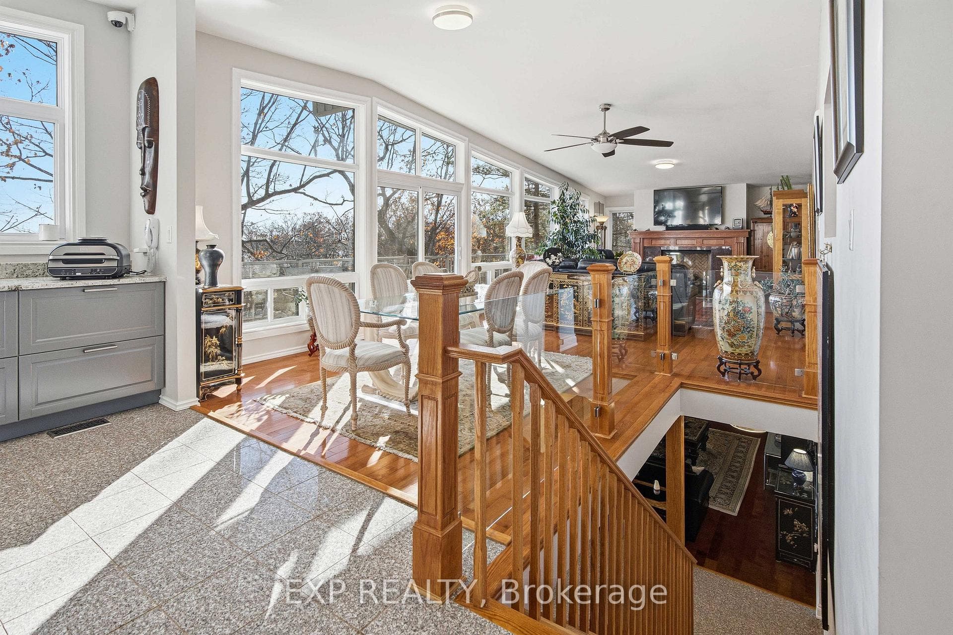 Stairs down to lower living area