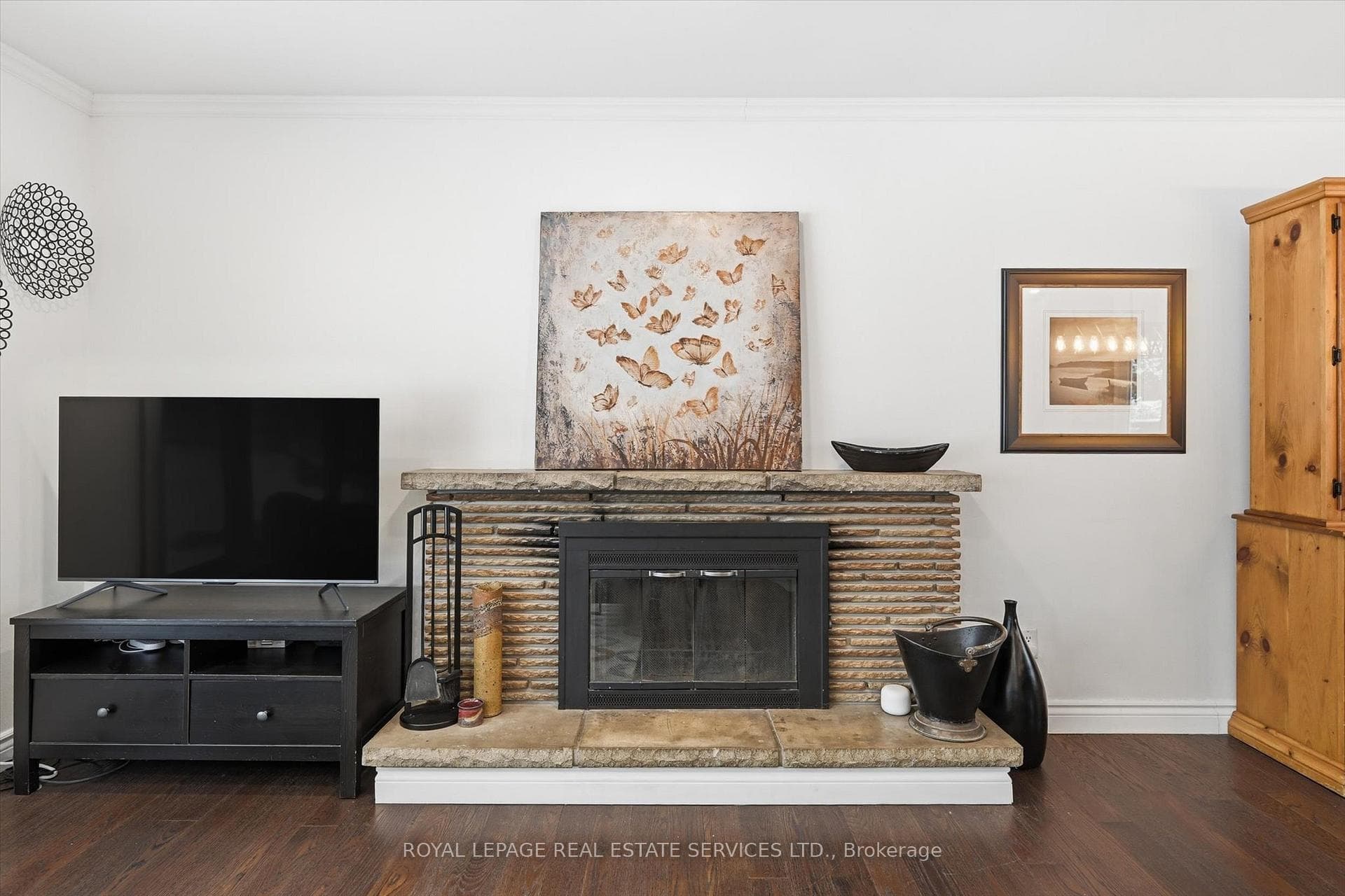 Classic Woodburning Fireplace in the Living Room