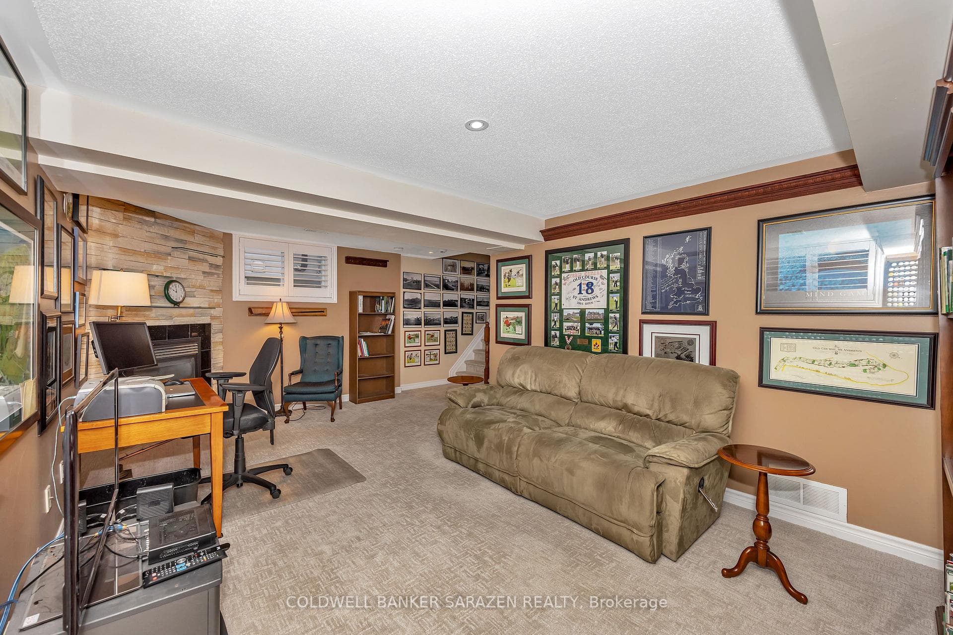 Rec room with gas fireplace