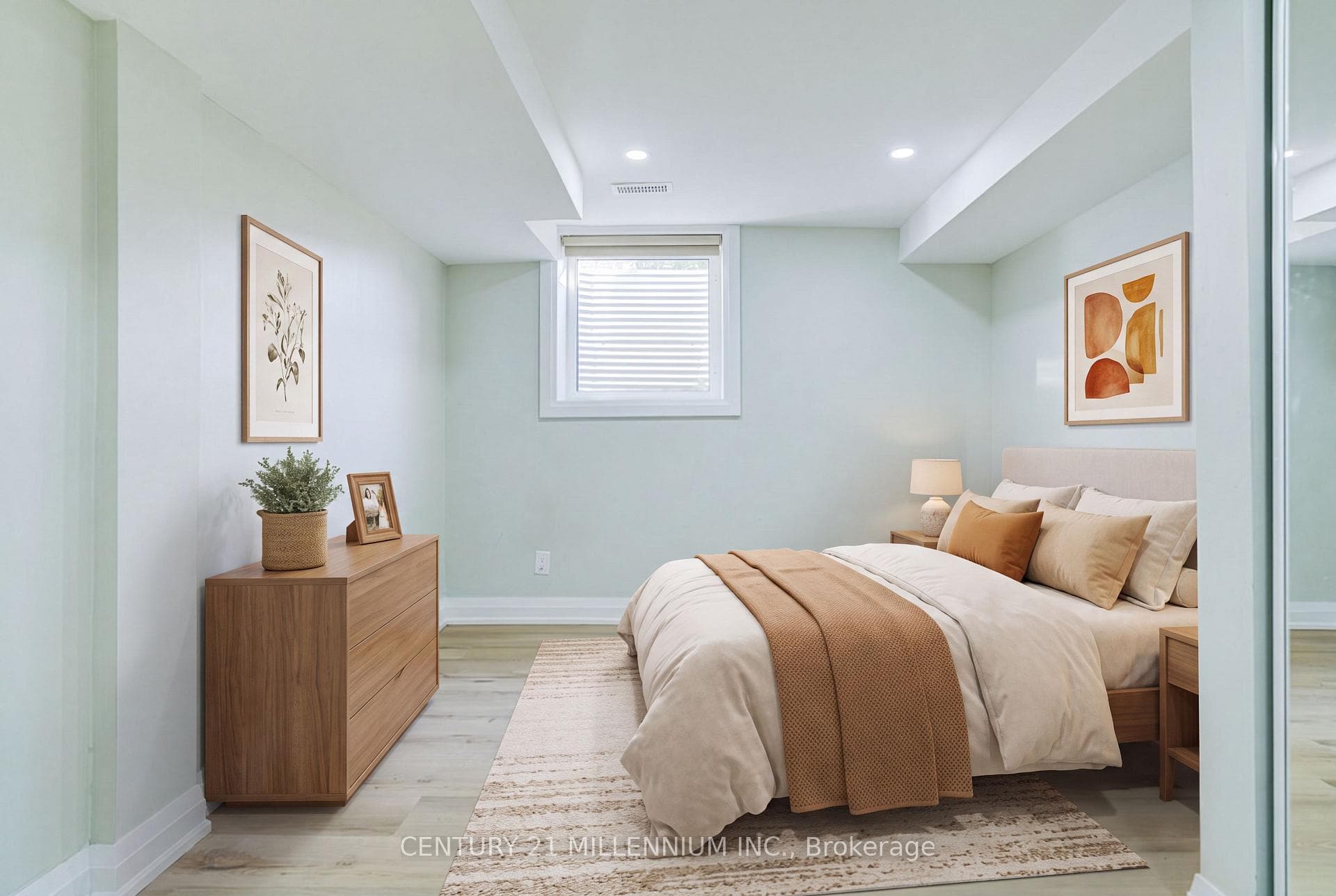Virtually Staged 1st Bedroom of Bsmt. Apartment