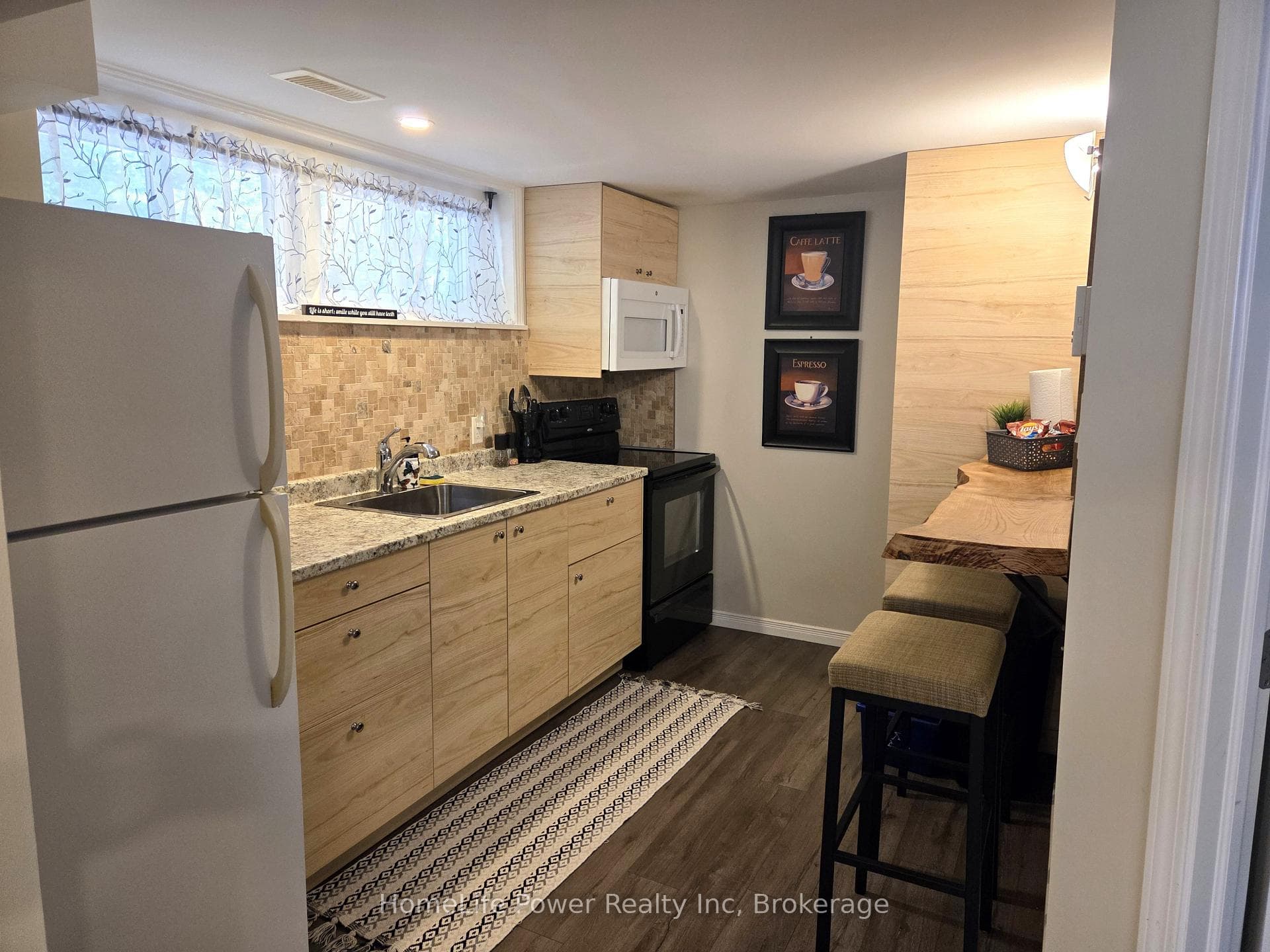 Kitchen with seating for 2