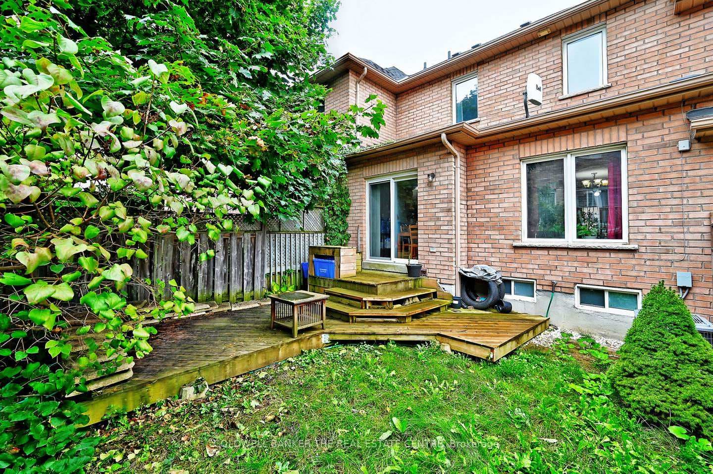 mature fenced yard