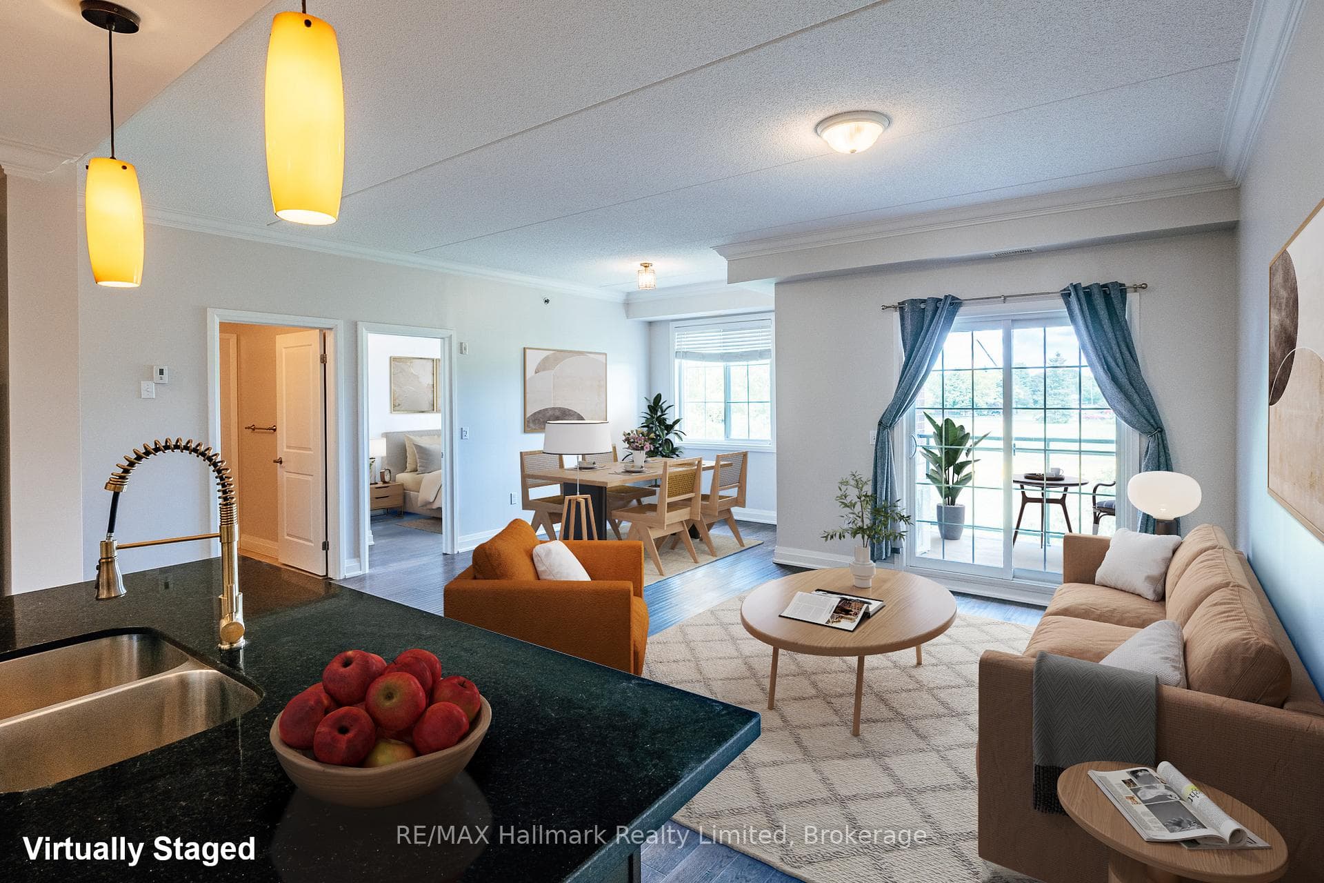Open concept great room (virtually staged)