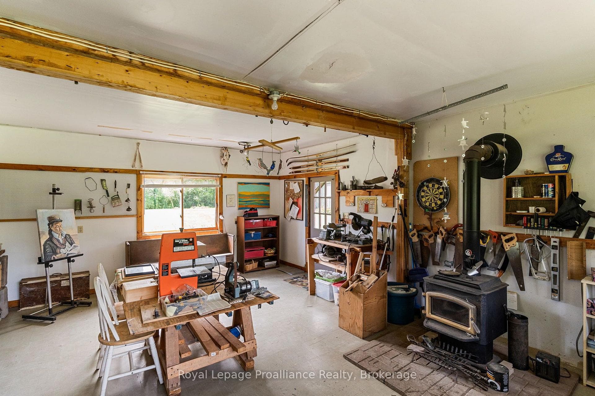 Workshop with Wood Fireplace