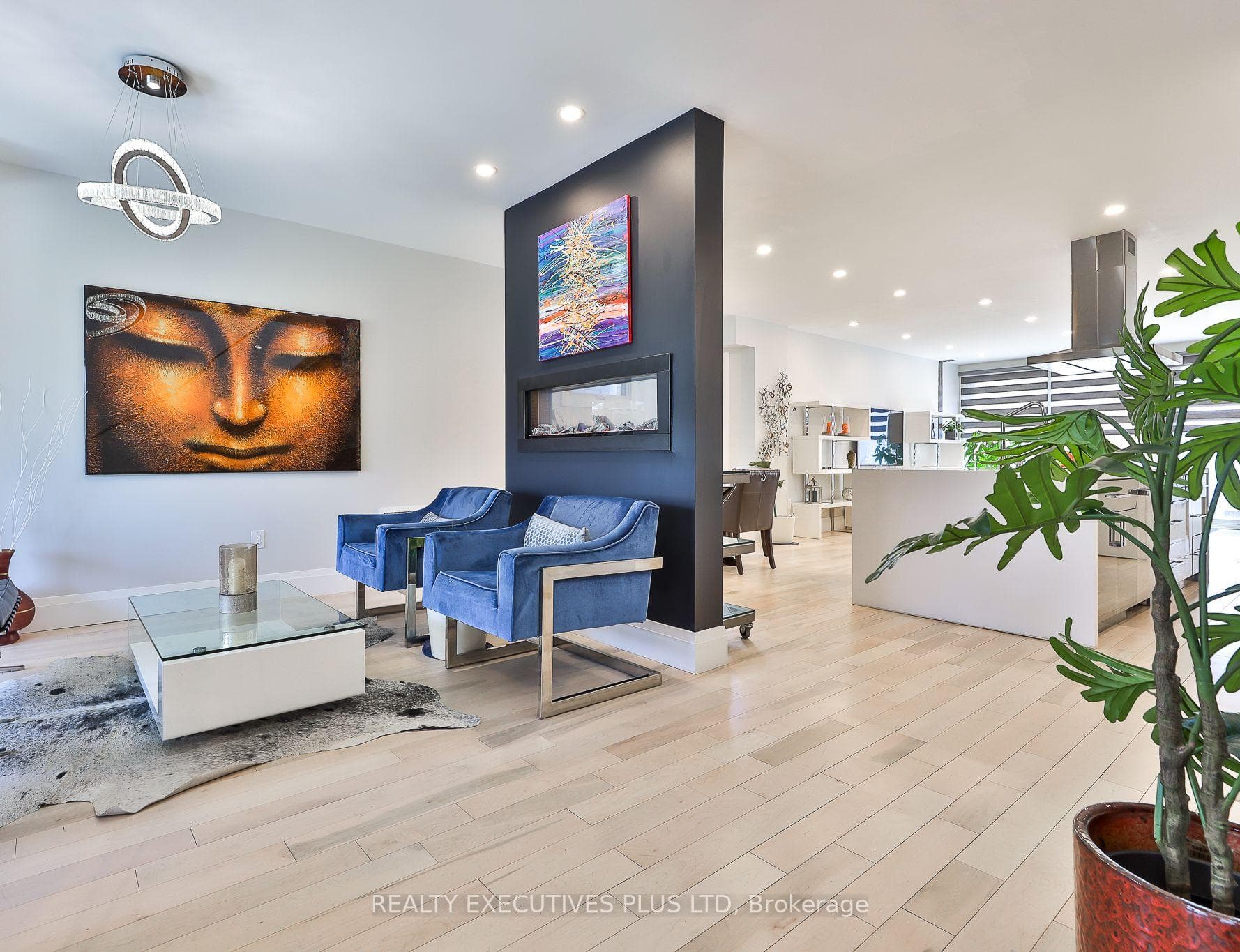 Living Room with Electric Fireplace