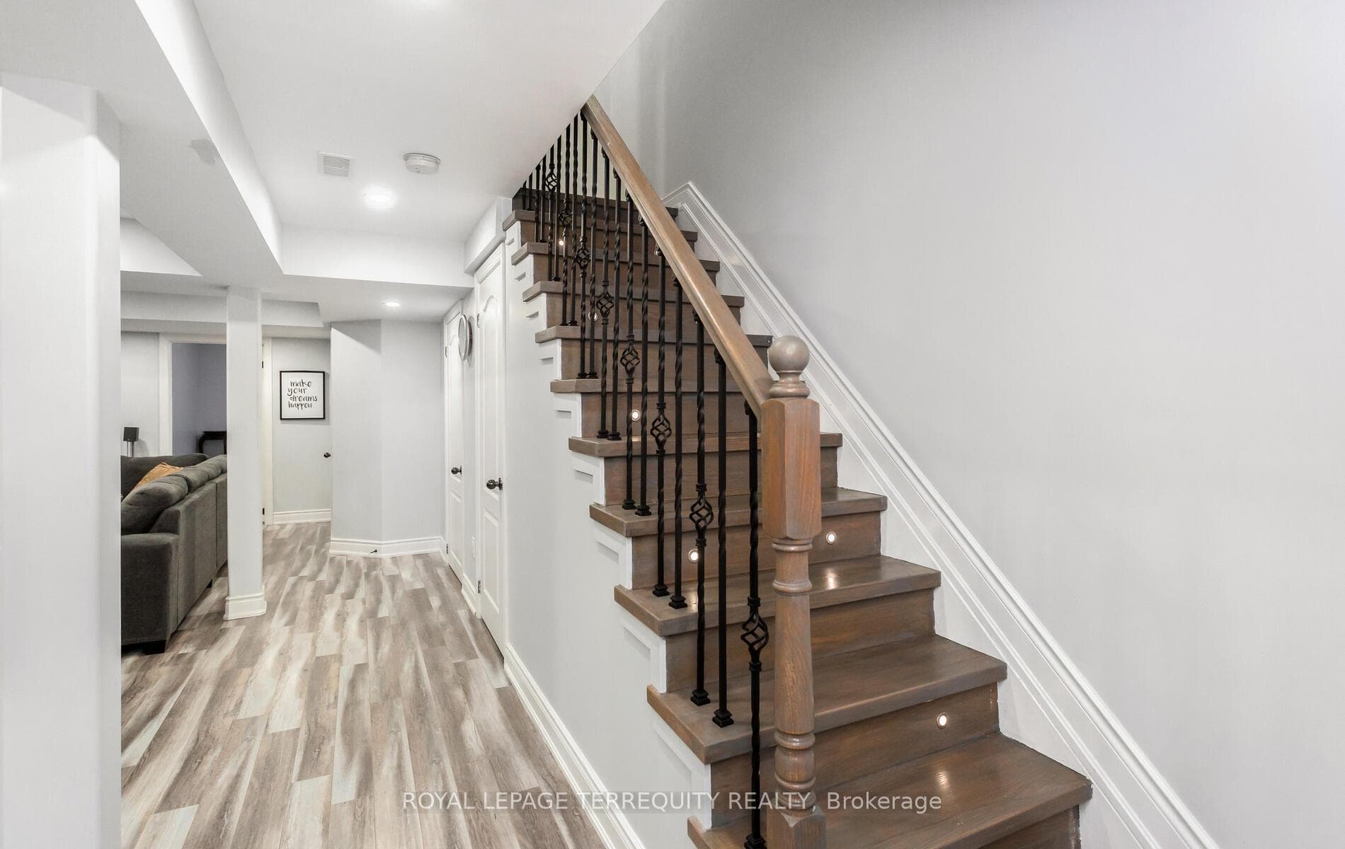 Stairs to Basement with Built-in Lights
