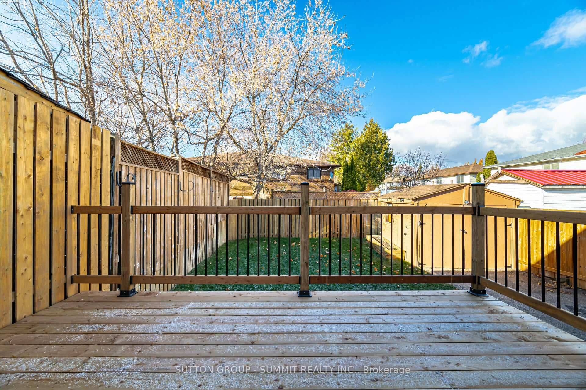 Large deck overlooking yard- big shed