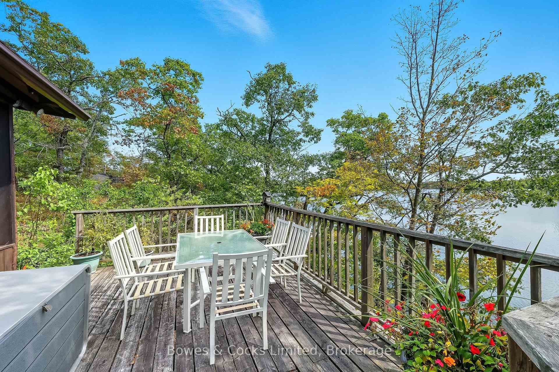 More outdoor seating with lake views