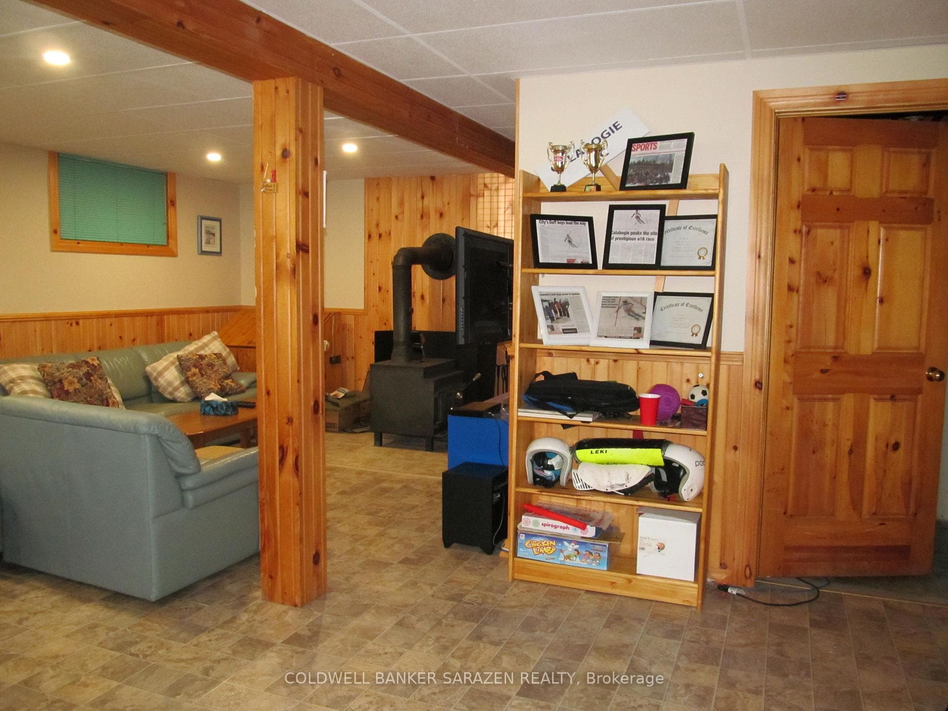 Family room showing door to utility room