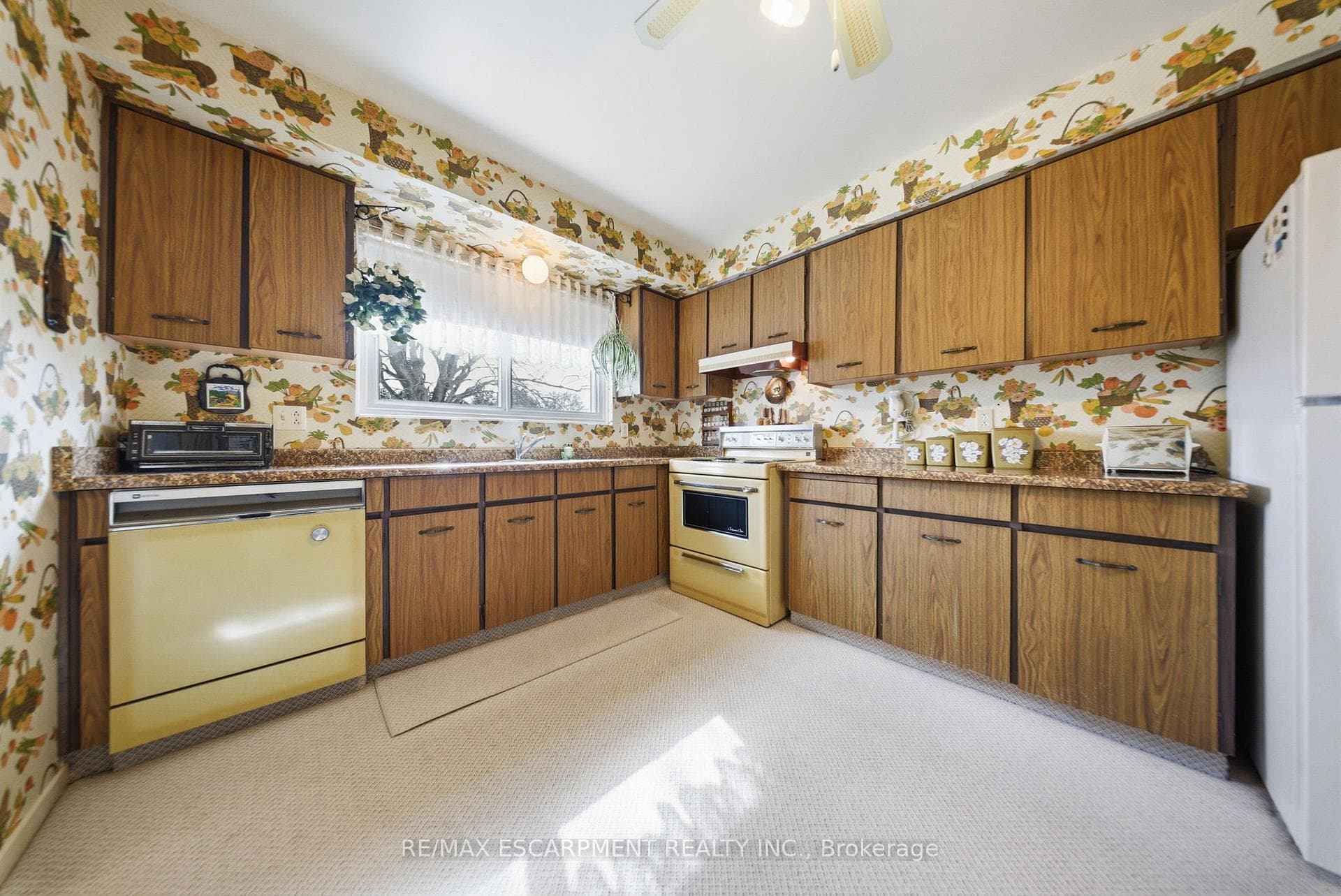 kitchen overlooking backyard