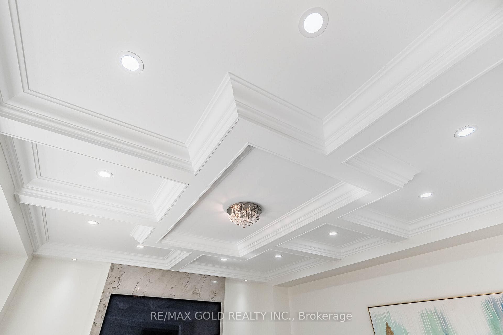 Waffle Ceiling In Family Room