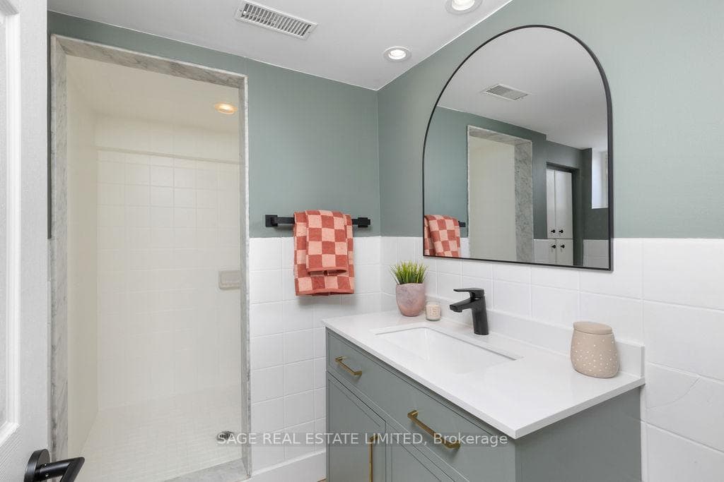 Newly renovated lower level bathroom.