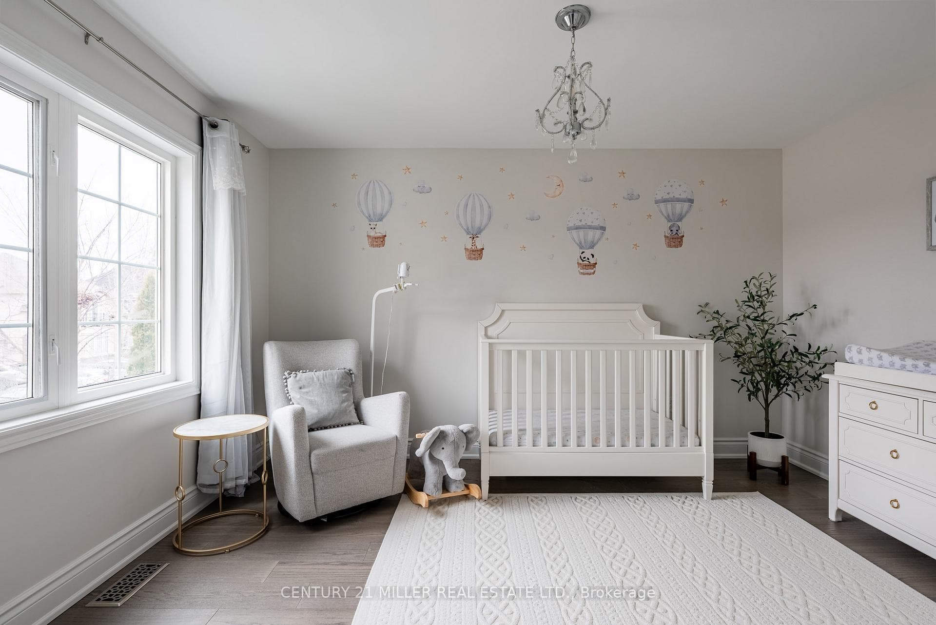 Bright nursery with large window