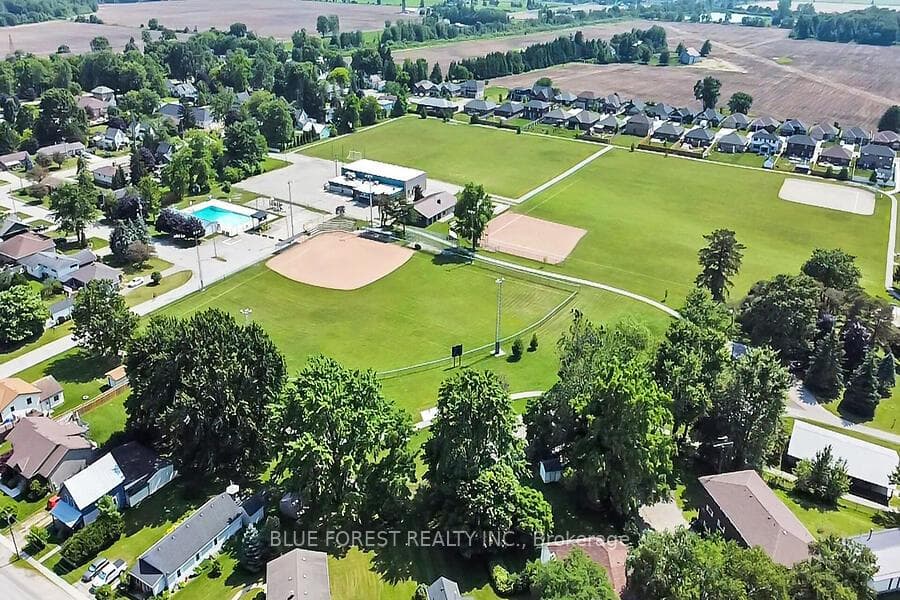 View of park, pool and community center