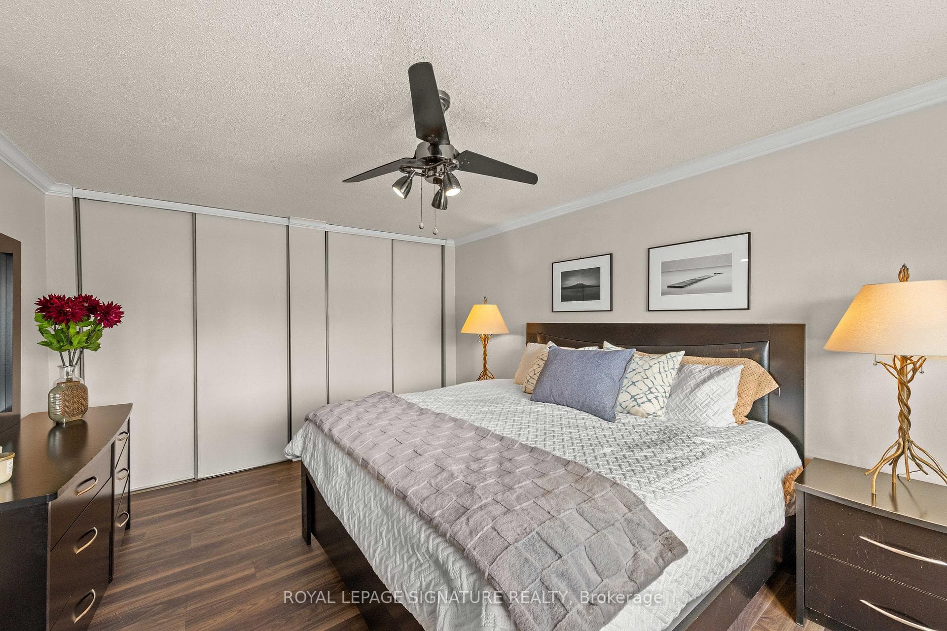 Primary bedroom with wall to wall closets