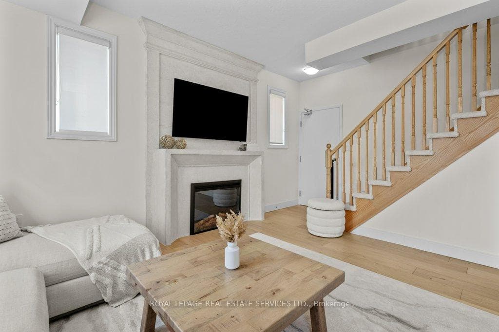 Living Room with a Stone Cast Electric Fireplace