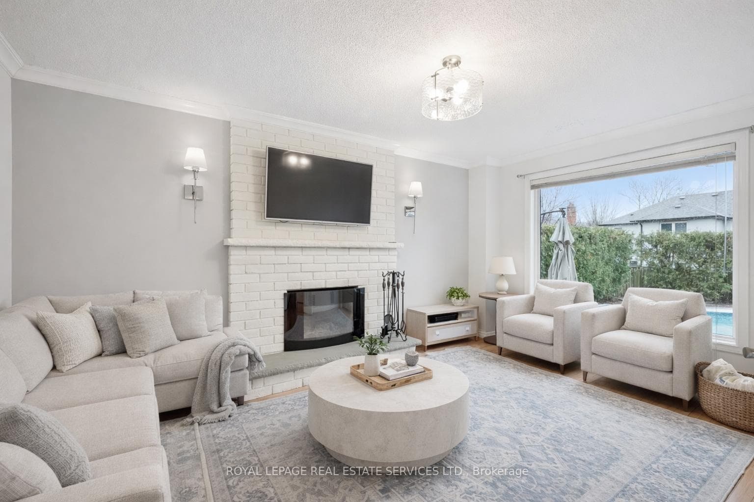 Virtually Staged - Family Room w/Brick Fireplace