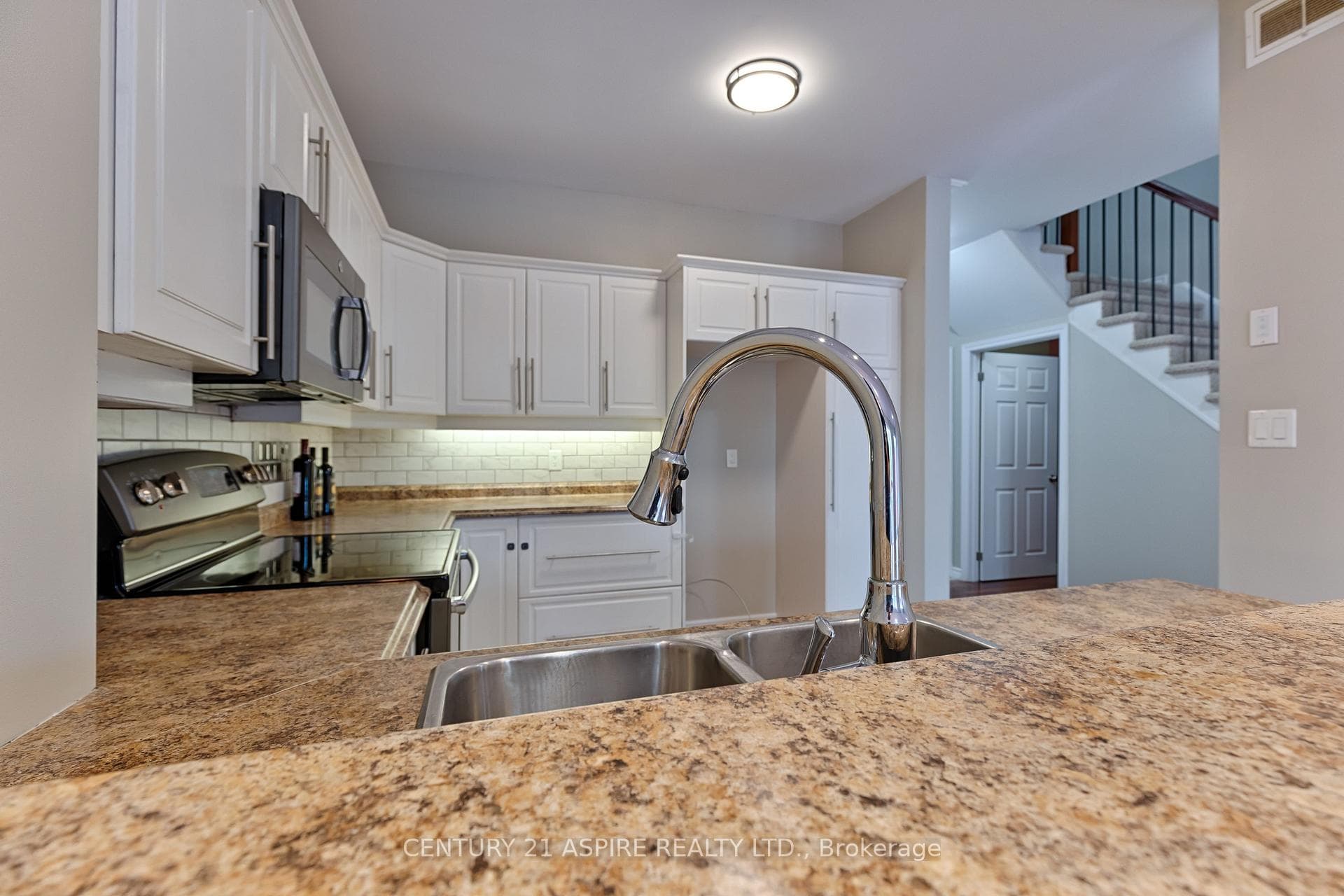 Double sink in kitchen.