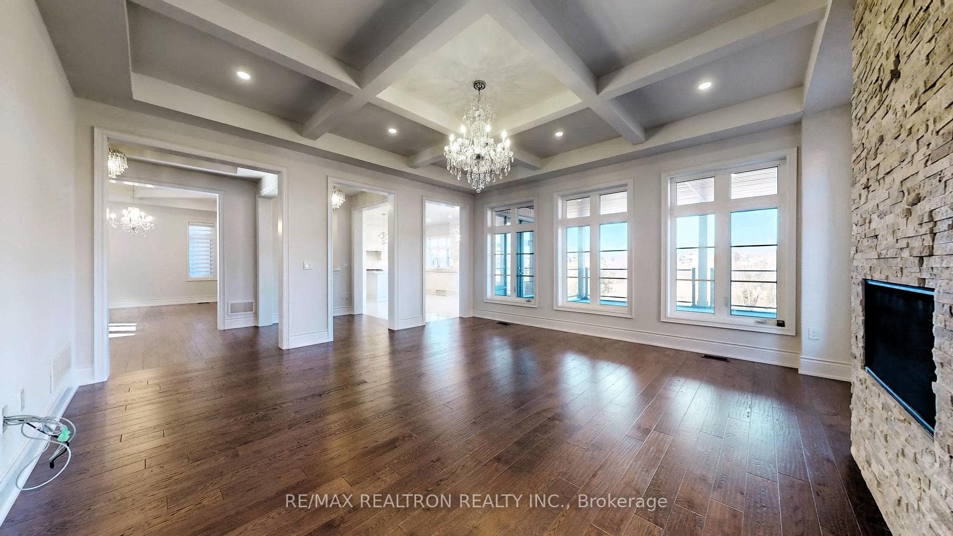 Formal Family room with waffle ceilings