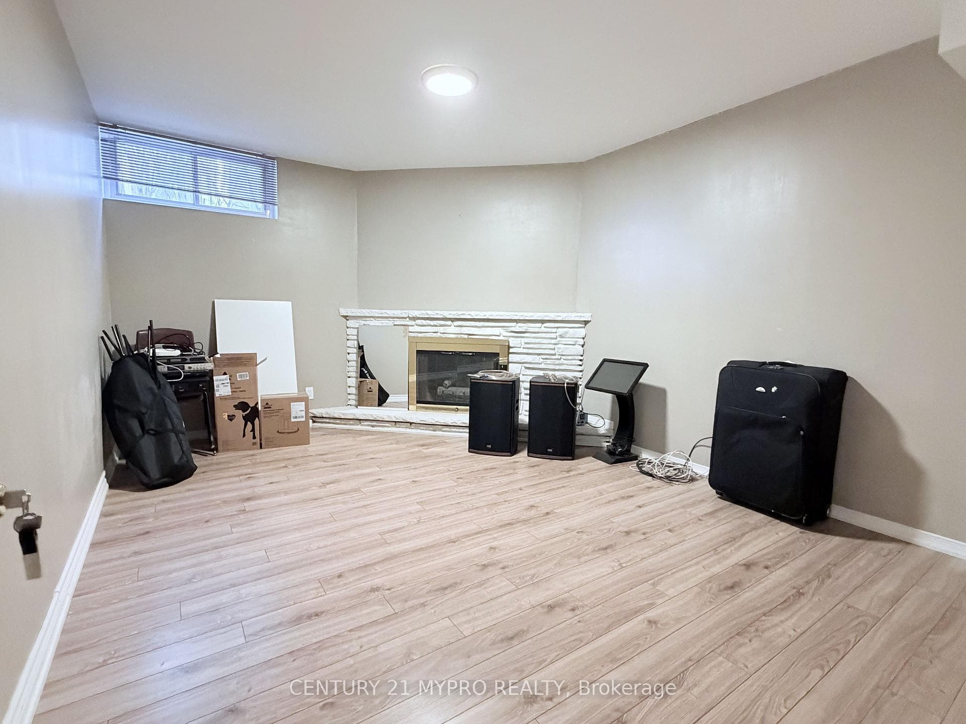 Office/exercise room with door and window.