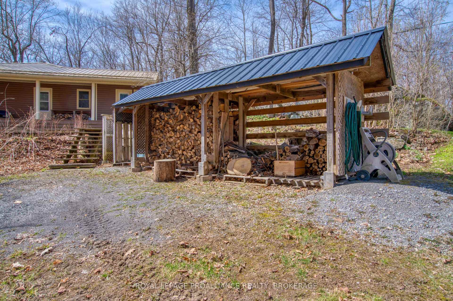 The first of two wood sheds