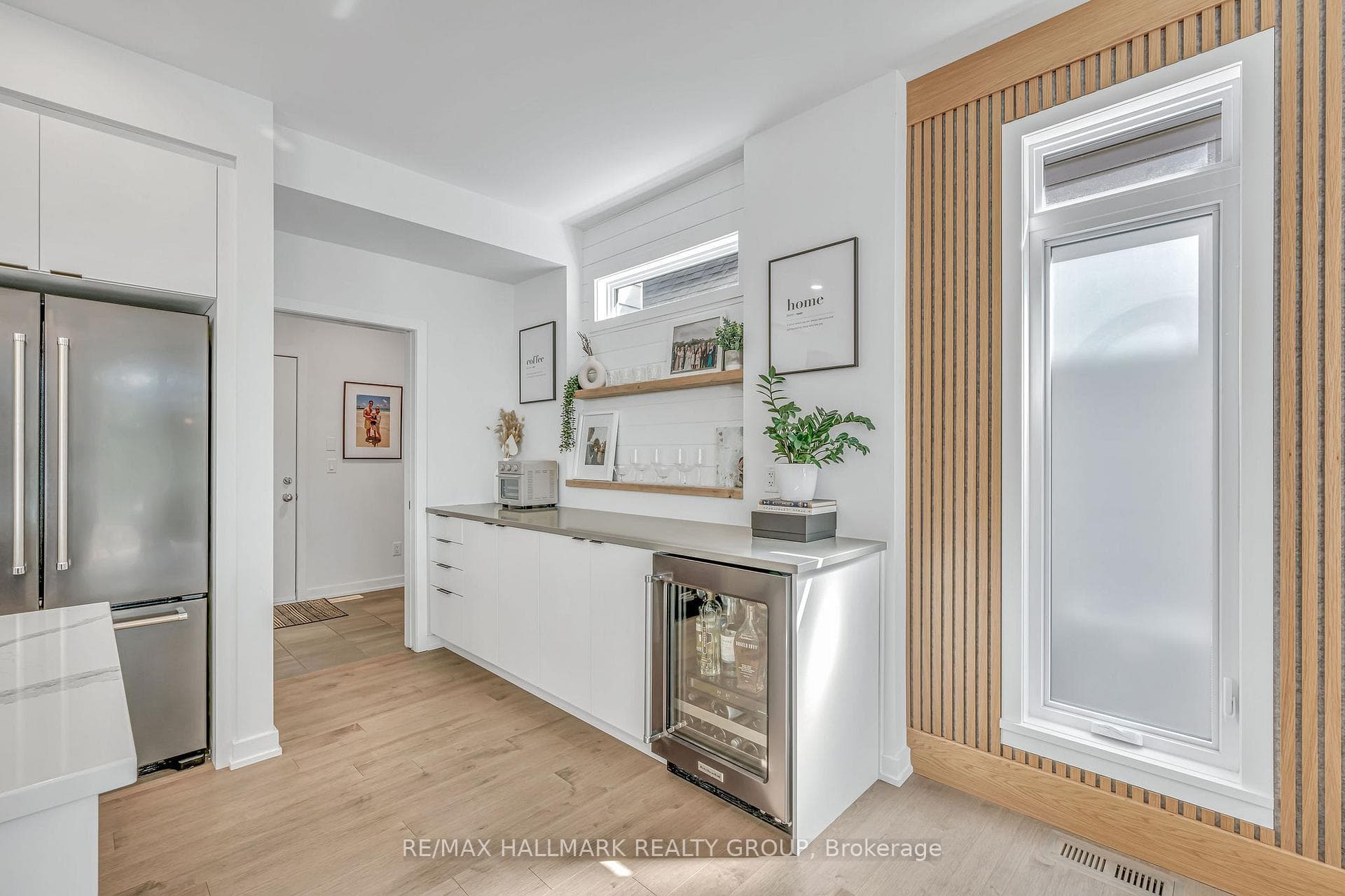 Kitchen Beverage station with custom cabinetry