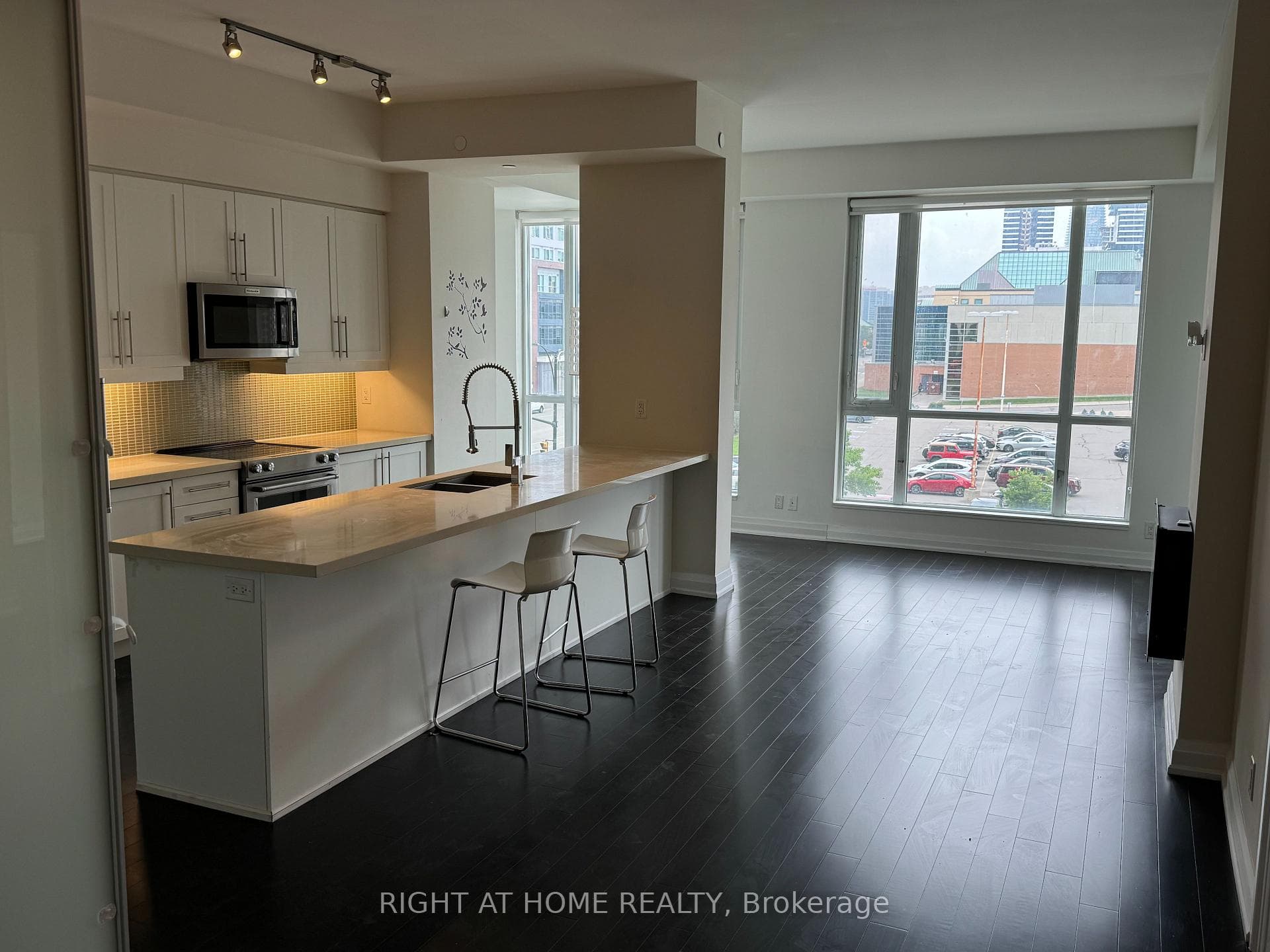 Spacious kitchen with huge island space.