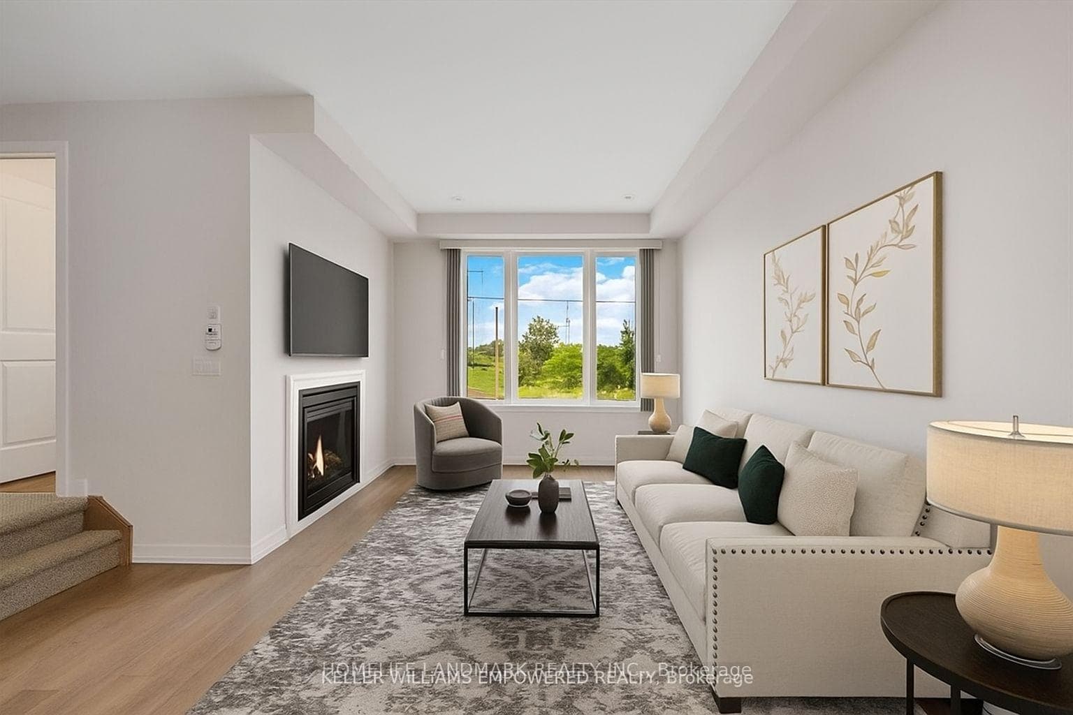 Living room virtually staged