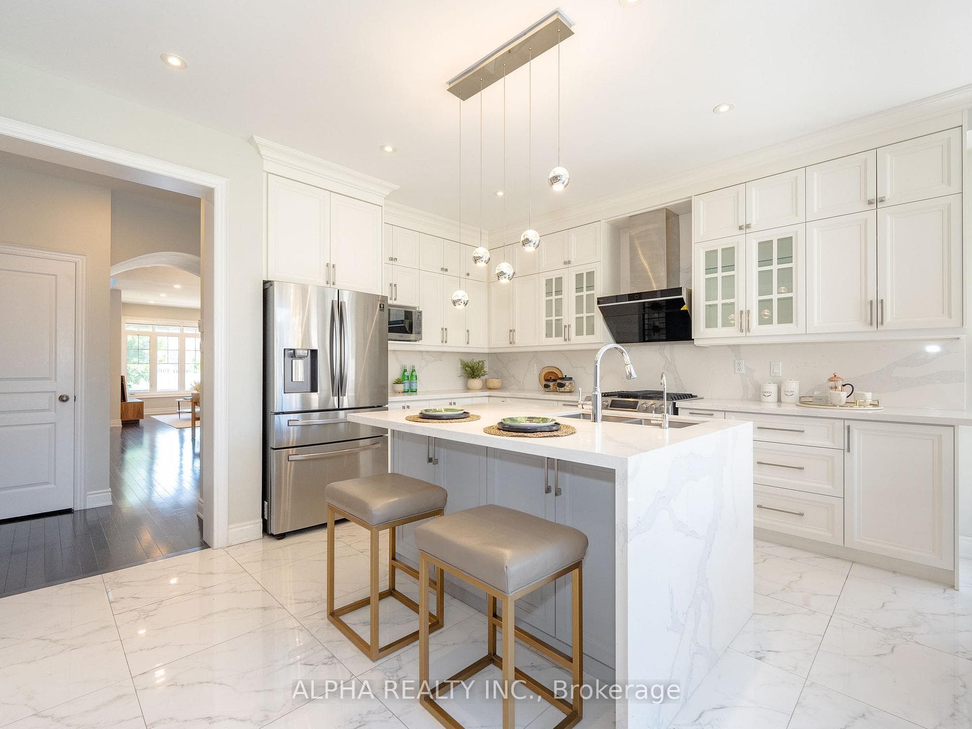 Fully renovated Kitchen with waterfall island