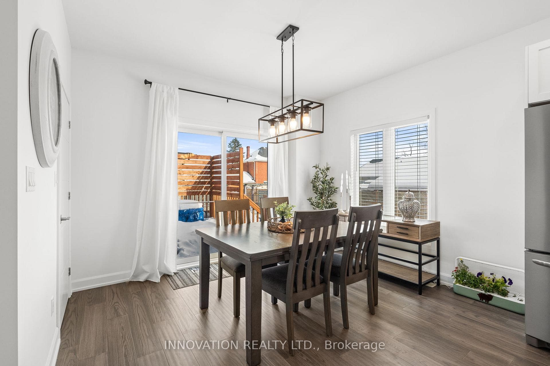 Dining Room with patio doors to the back deck.