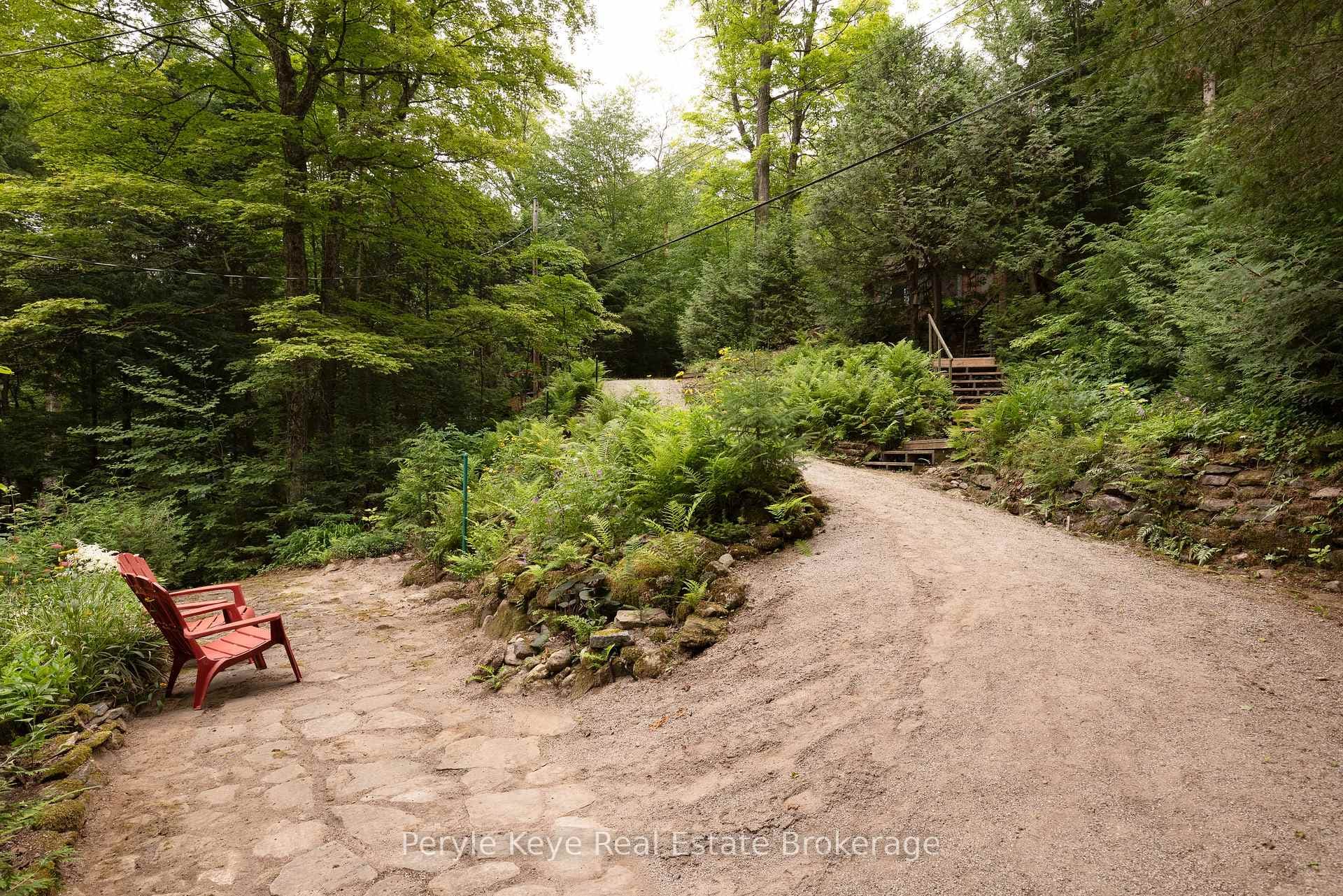 Pathways leading from parking to cottage