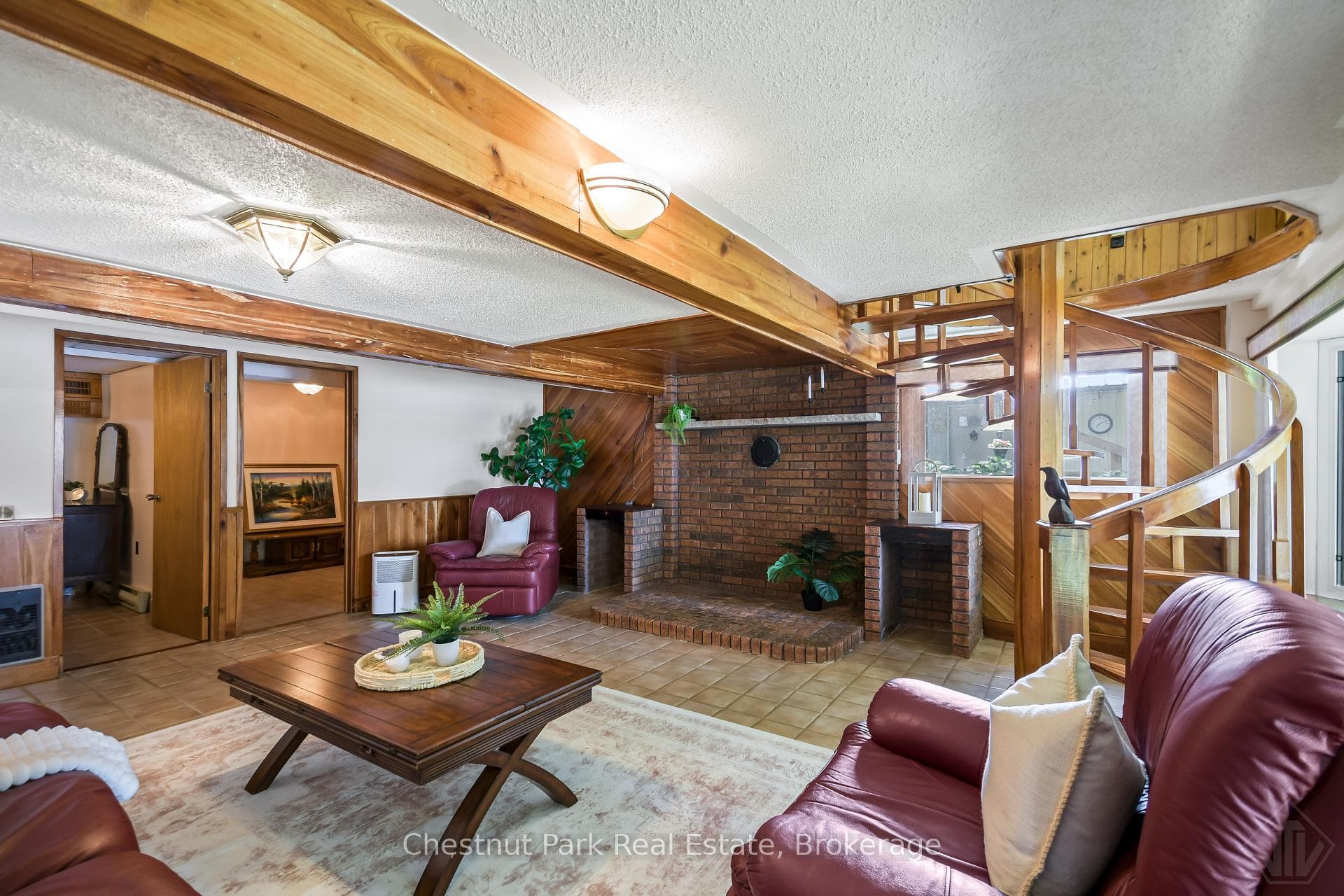 Lower level family room awaits a fireplace