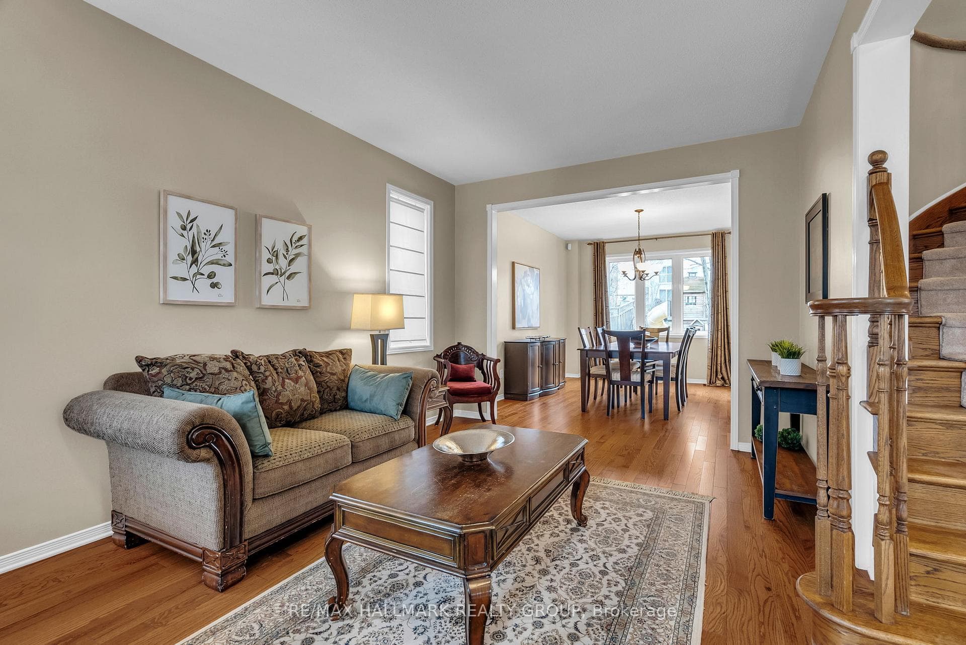 Living room open to dining area