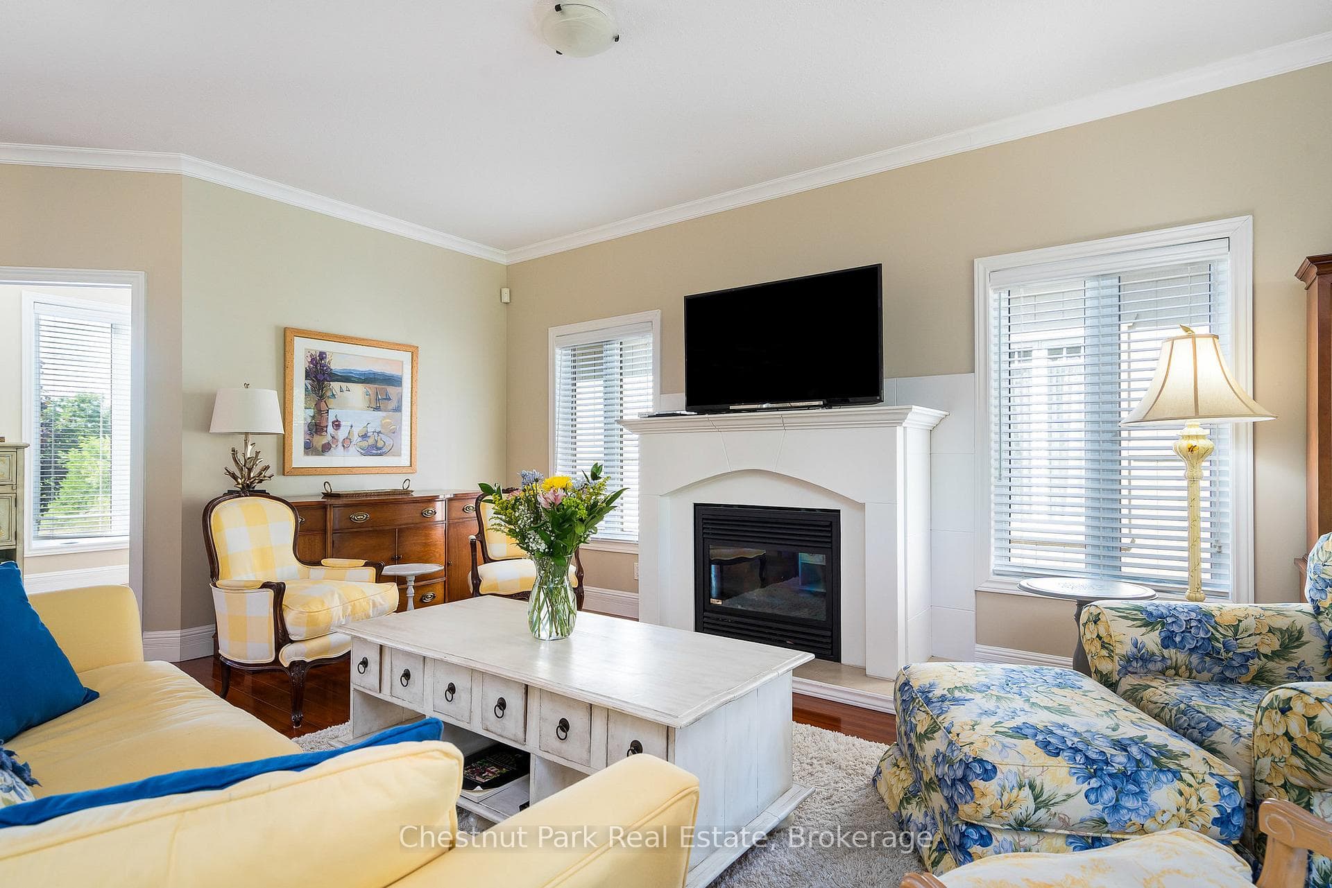 Cozy gas fireplace in living room