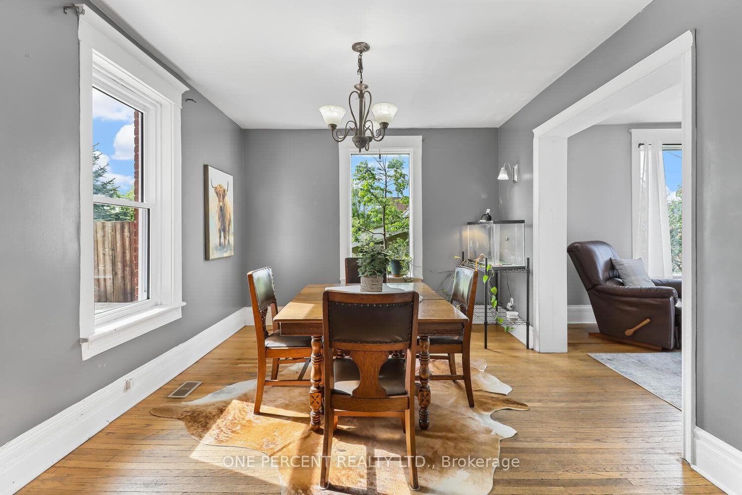 Dining room with large windows