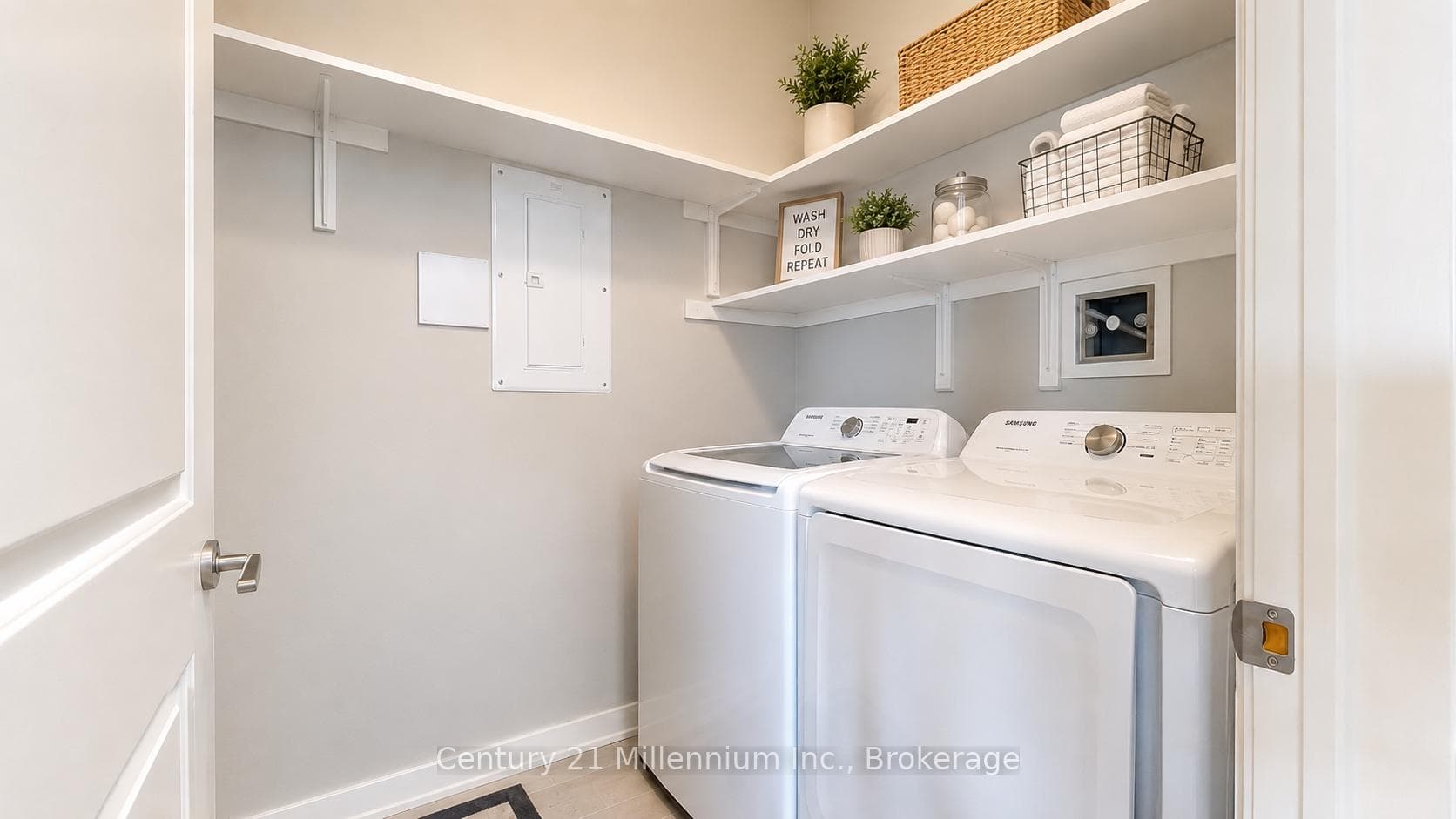 In-suite laundry with shelving
