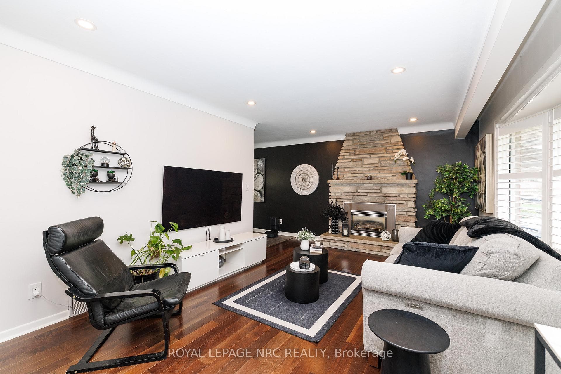 Living room with engineered hardwood flooring.