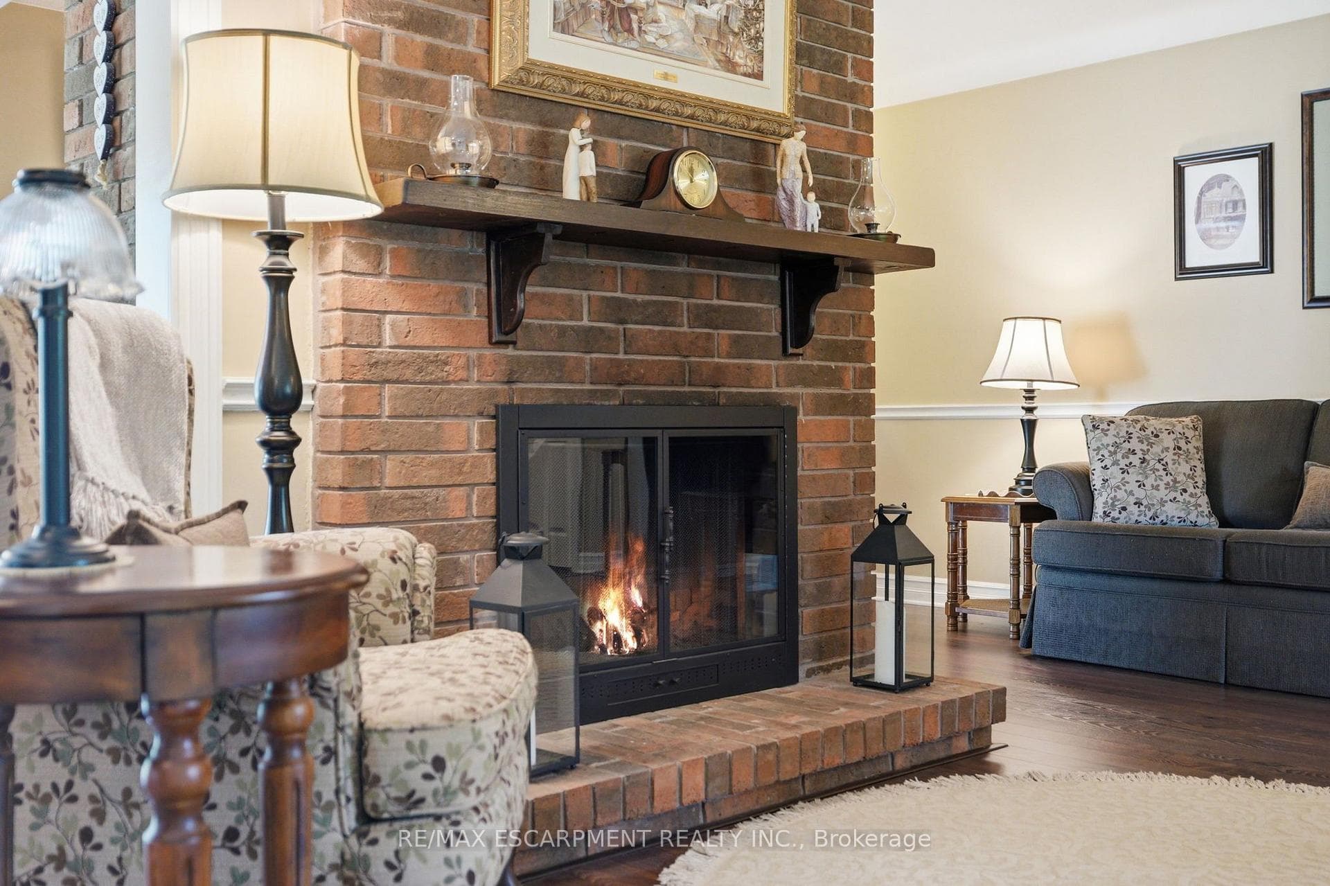 Living Room with wood fireplace