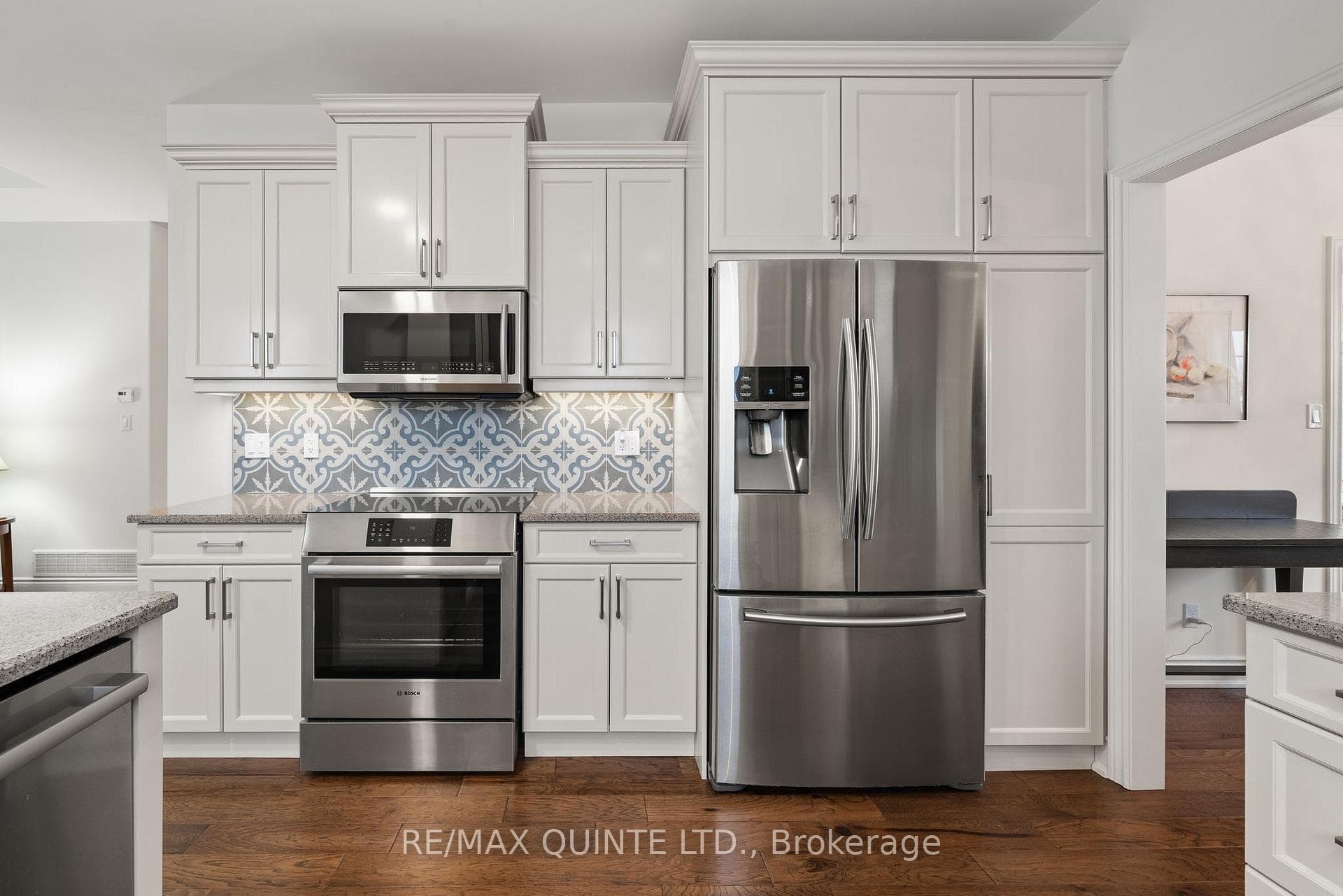 Stainless steel kitchen appliances.