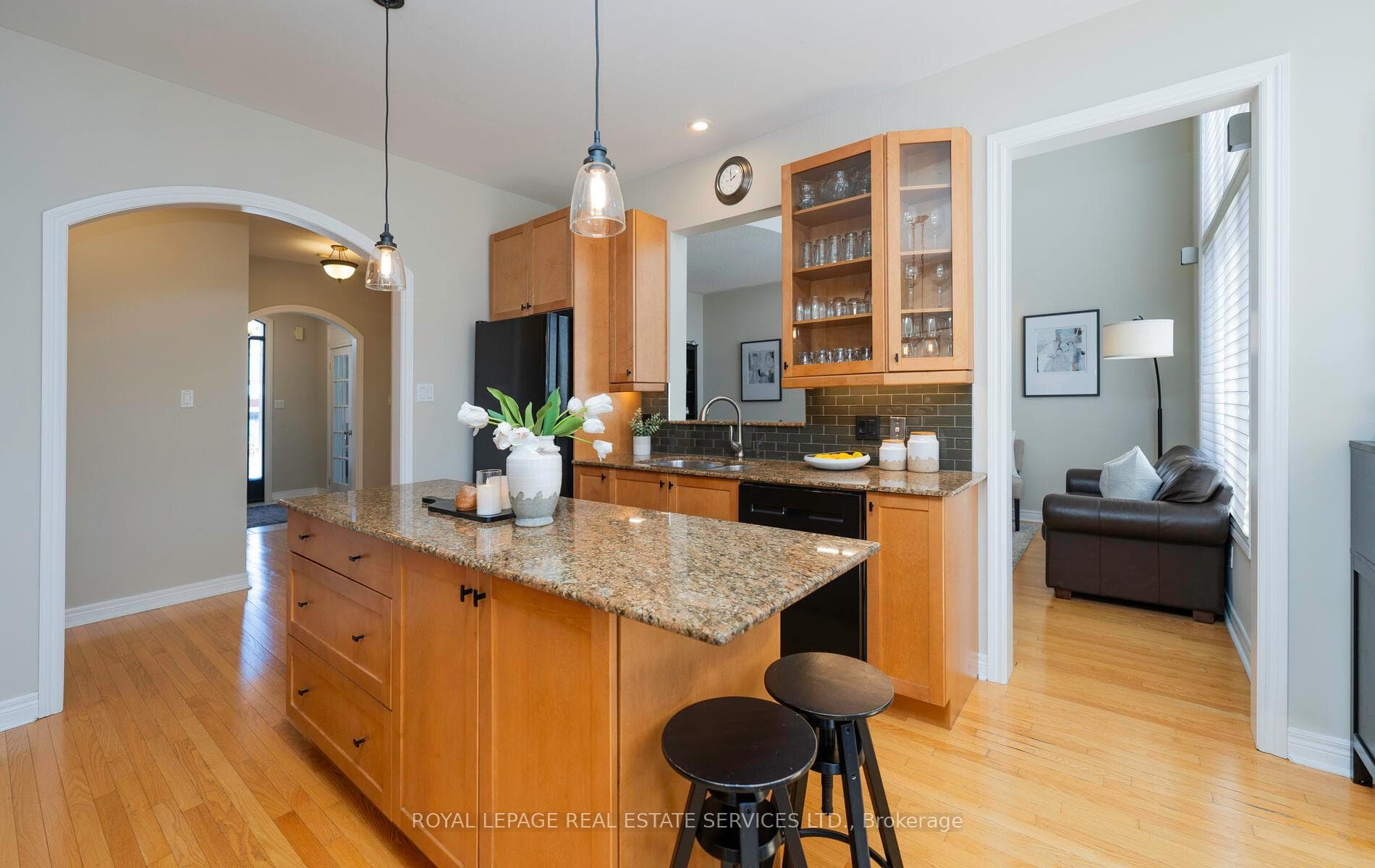 Custom cabinets, pass through to family room