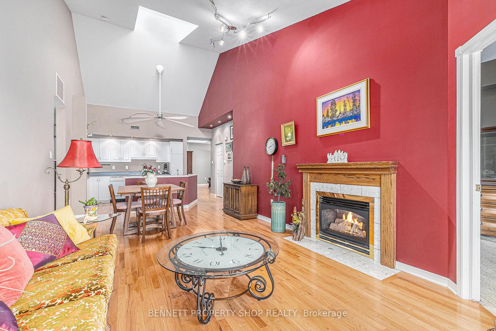 Vaulted ceiling and gas fireplace