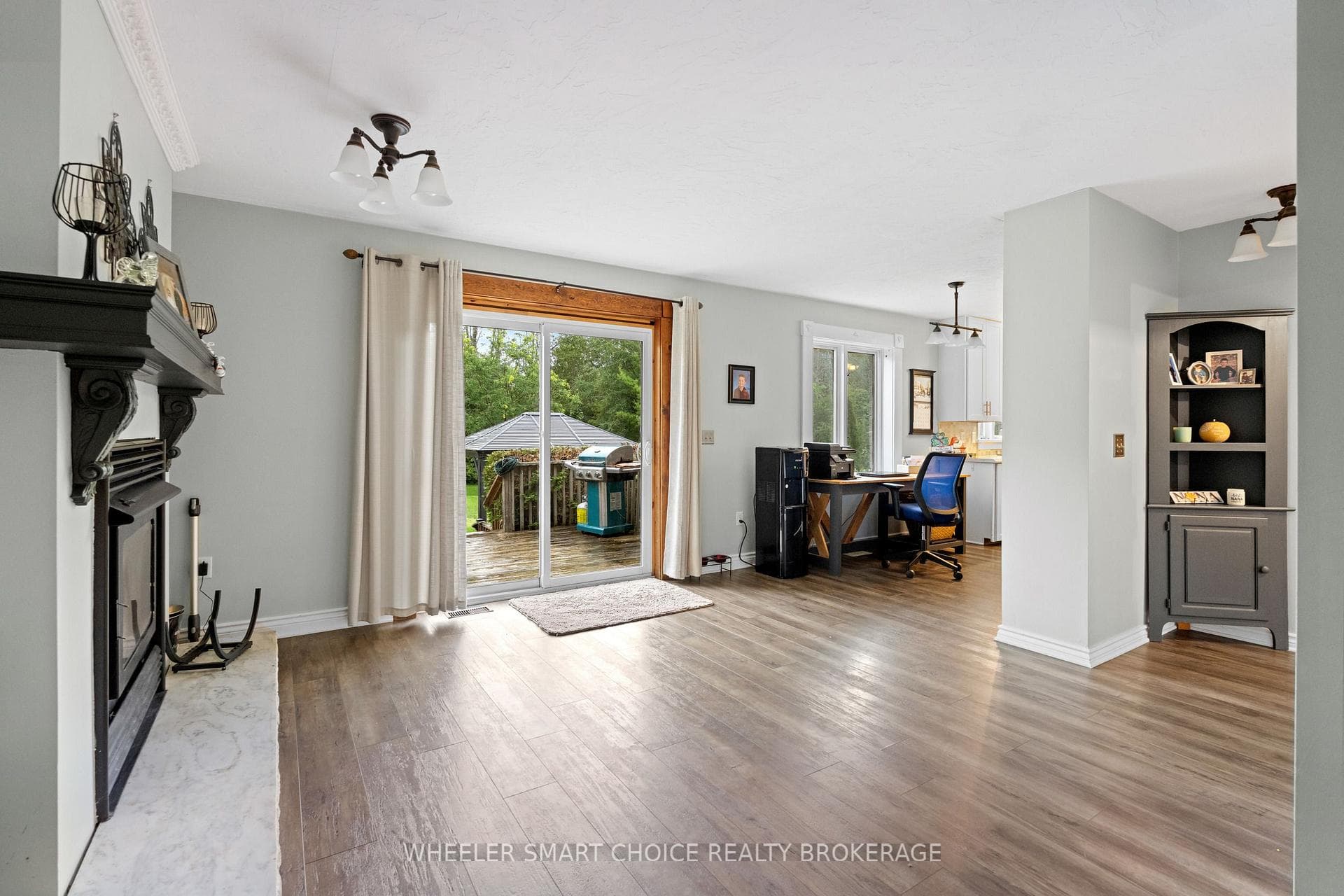 Patio doors leading to backyard