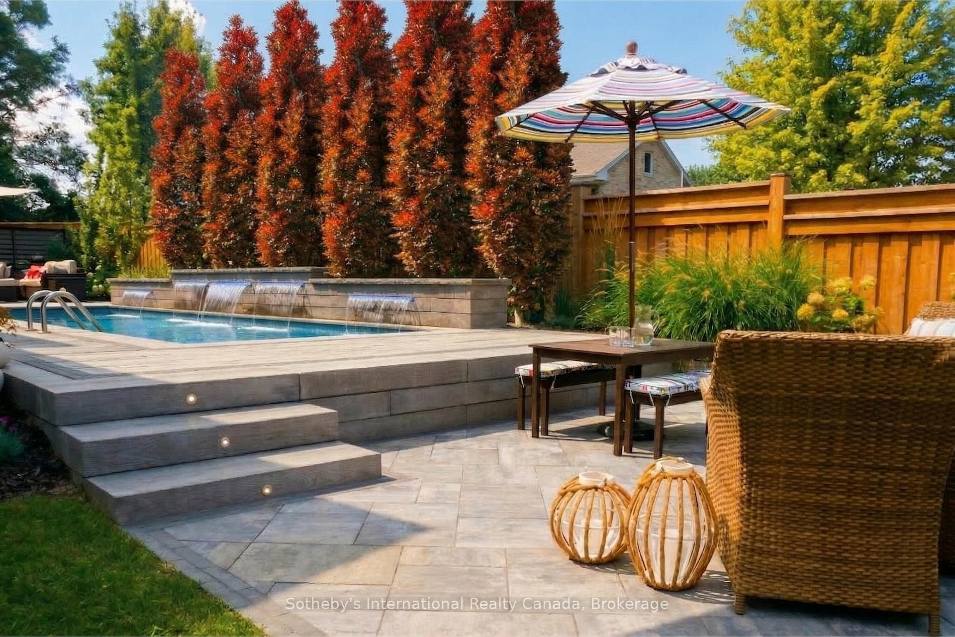 Patio 2 overlooking Pool and Patio 1 (background)